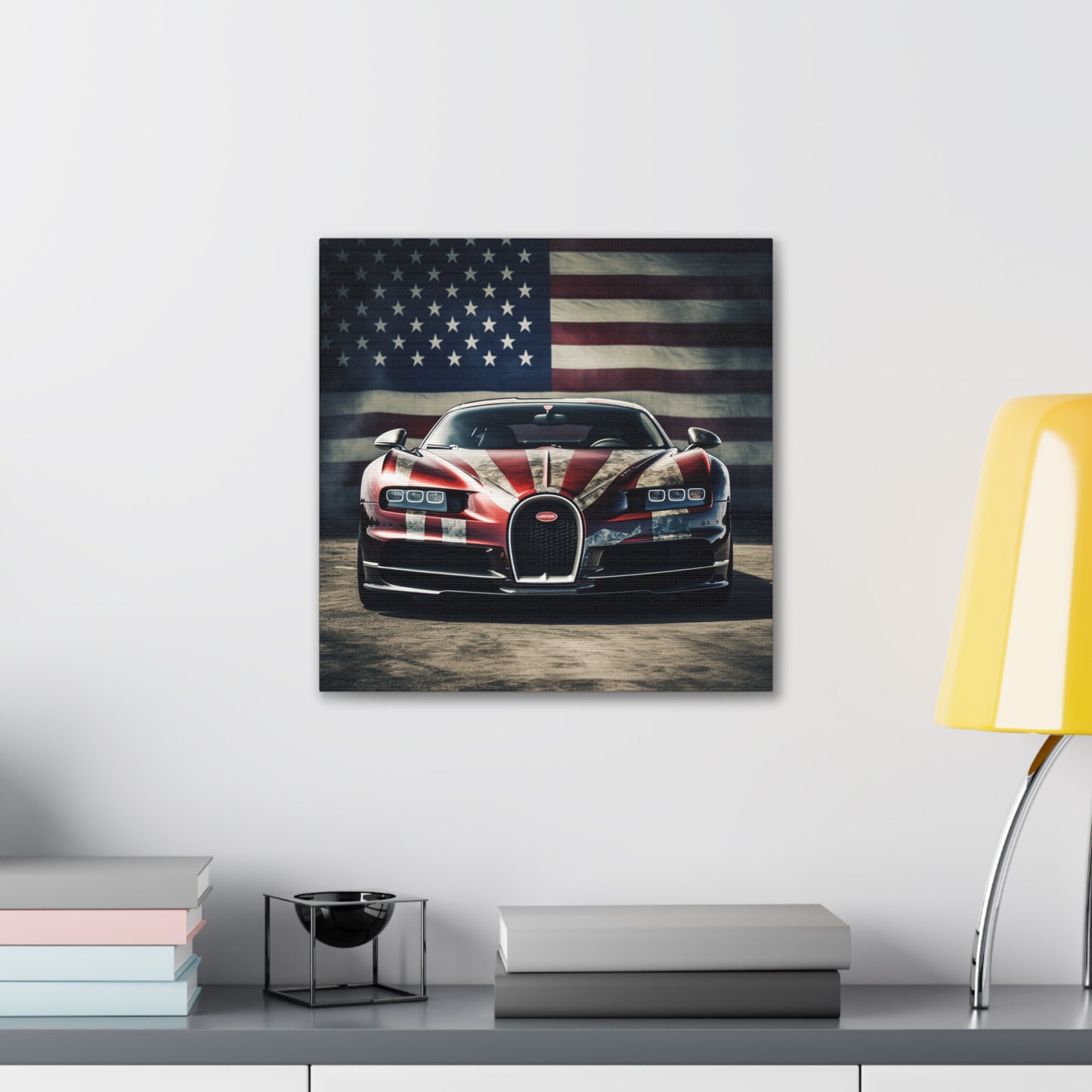 Canvas Gallery Wraps American Flag Background Bugatti 3