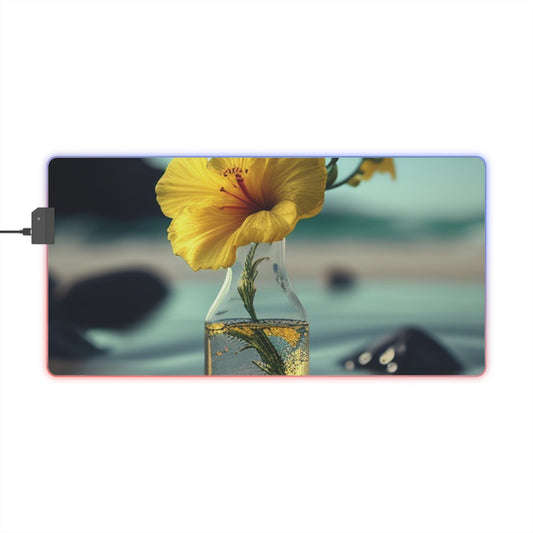 LED Gaming Mouse Pad Yellow Hibiscus glass 3