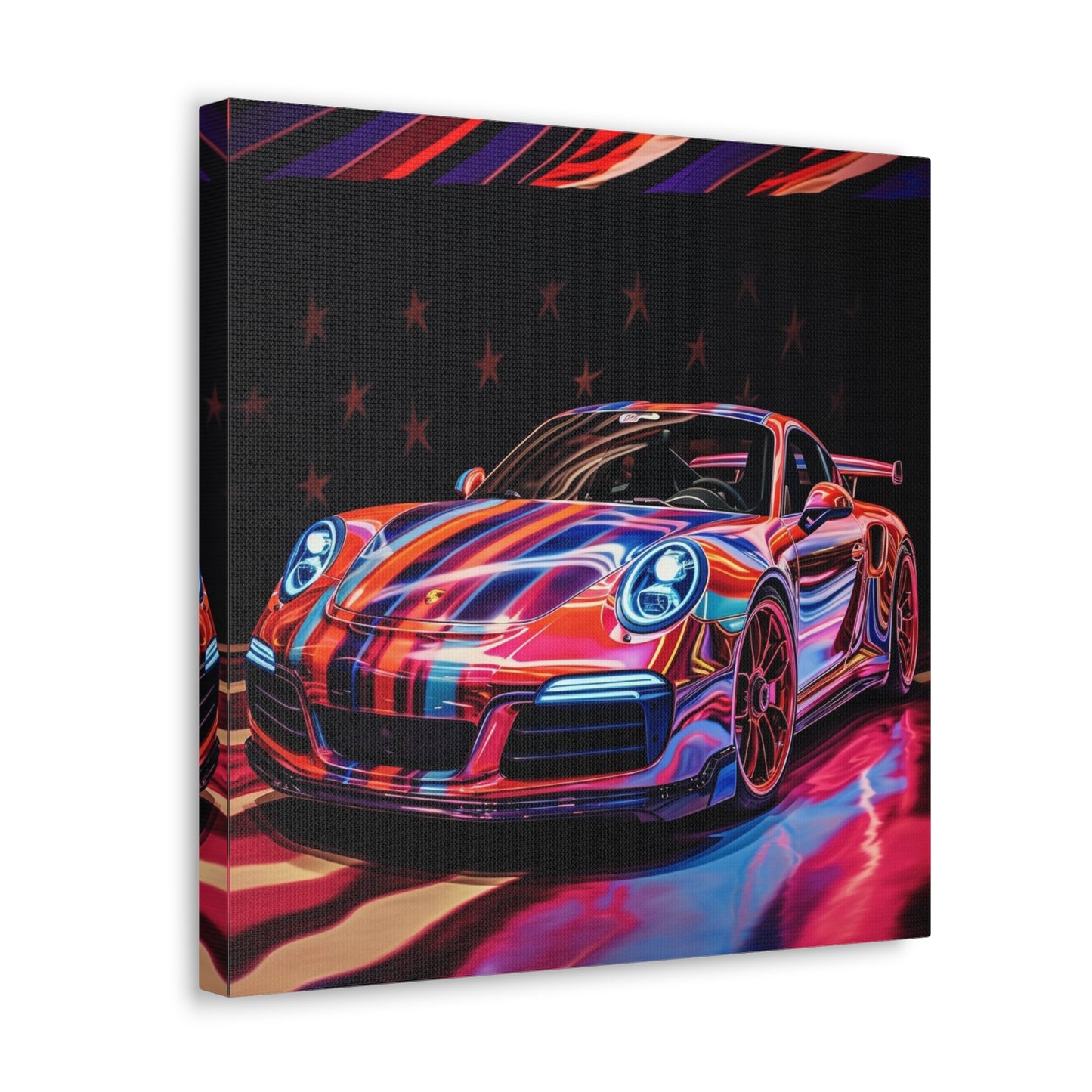 Canvas Gallery Wraps American Flag Colored Porsche 4