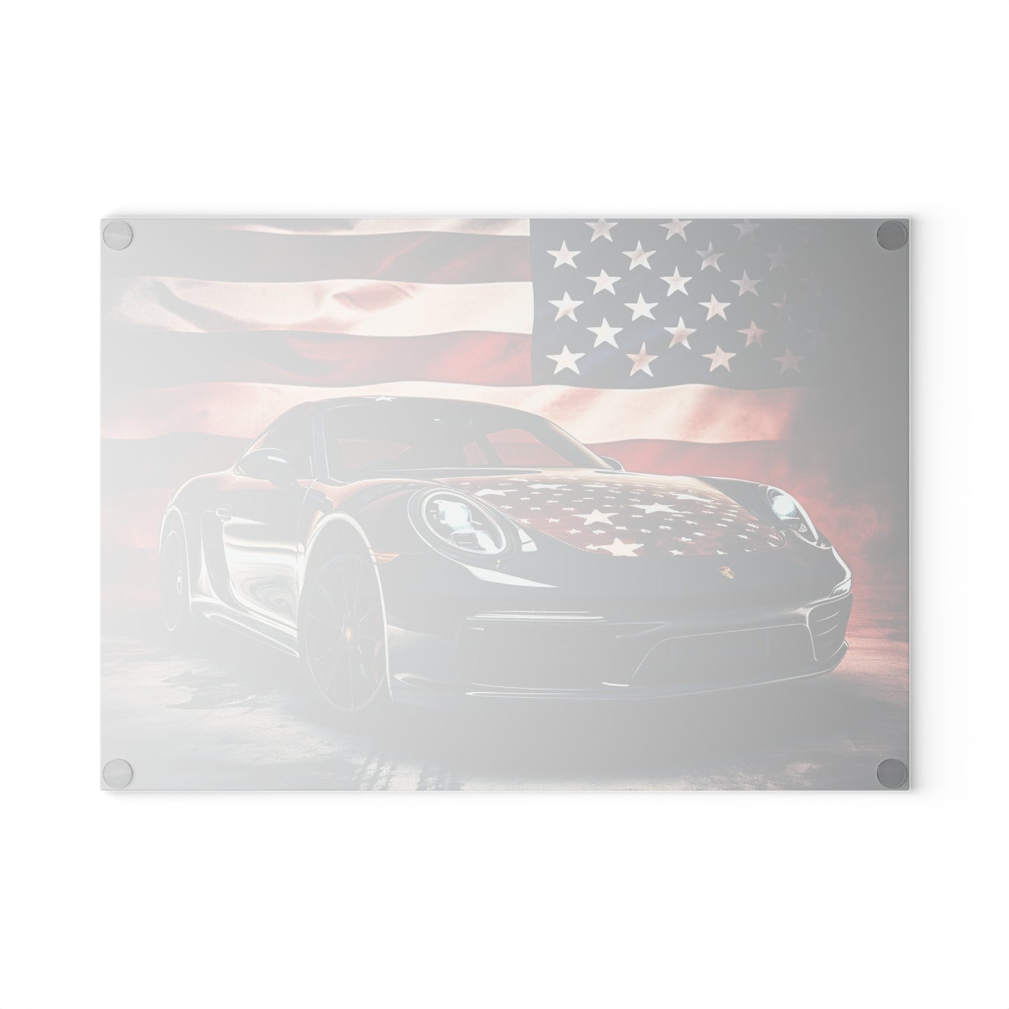 Glass Cutting Board Abstract American Flag Background Porsche 2