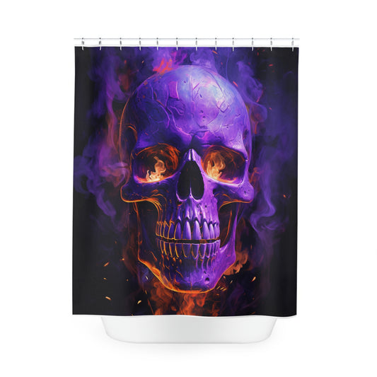 Polyester Shower Curtain Skull Flames 1