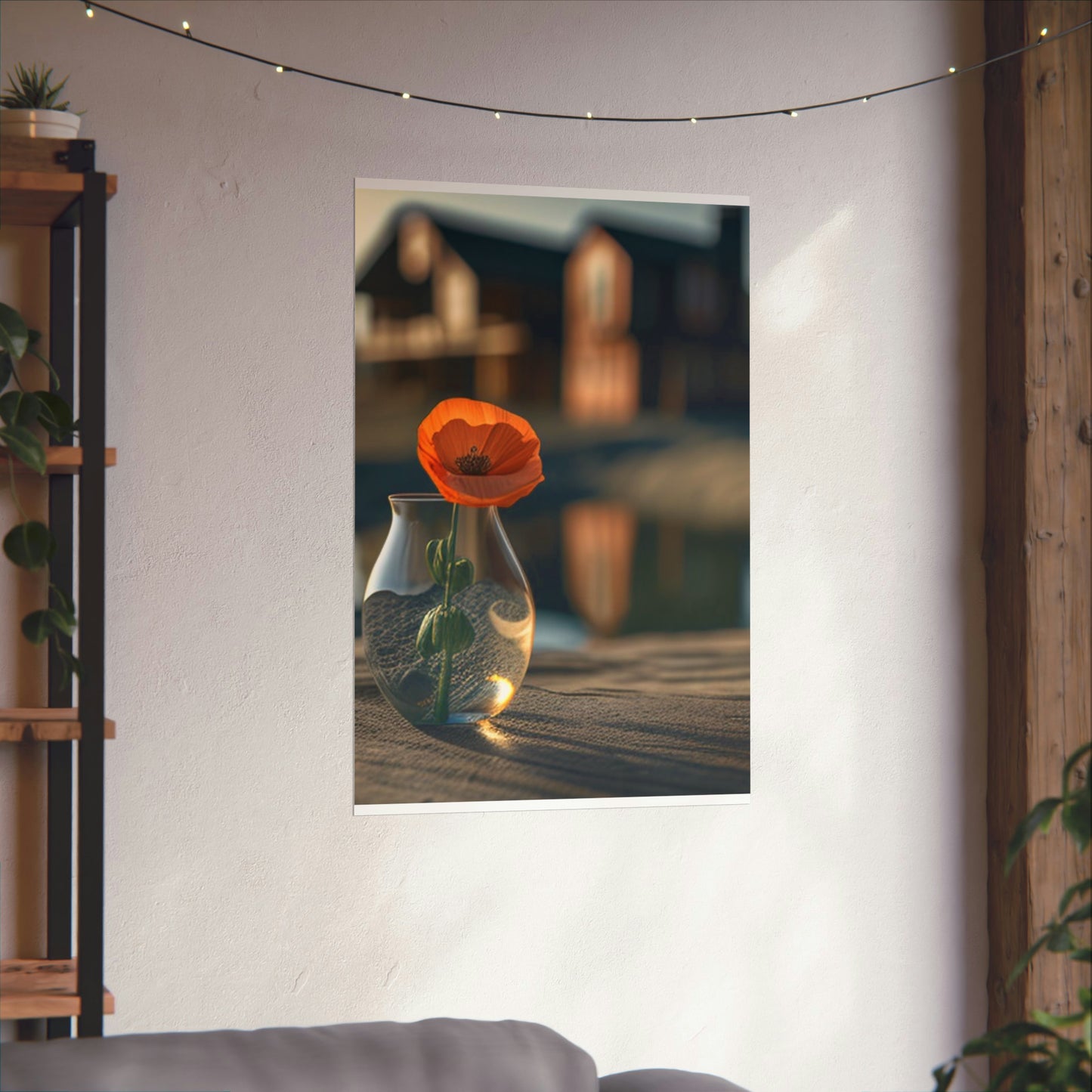 Premium Matte Vertical Posters Orange Poppy in a Vase 4