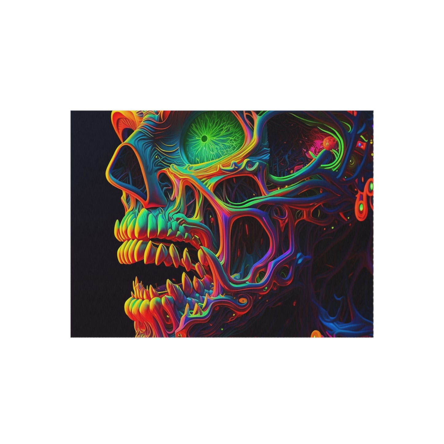 Outdoor Rug  Florescent Skull Death 1