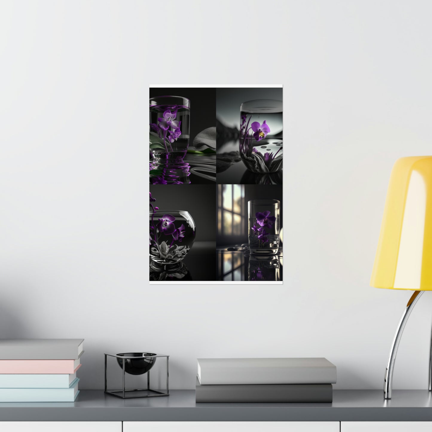 Premium Matte Vertical Posters Purple Orchid Glass vase 5