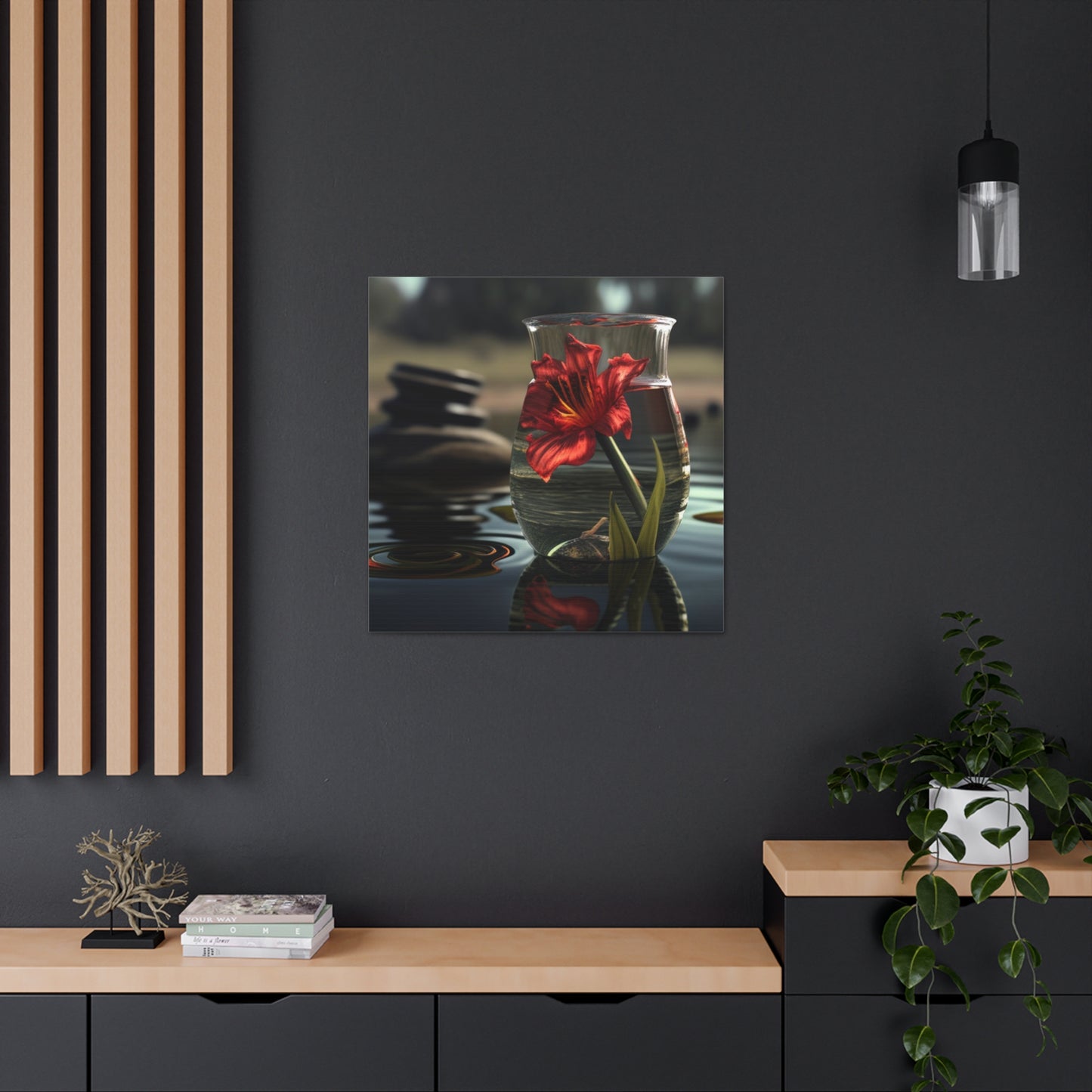 Canvas Gallery Wraps Red Lily in a Glass vase 4