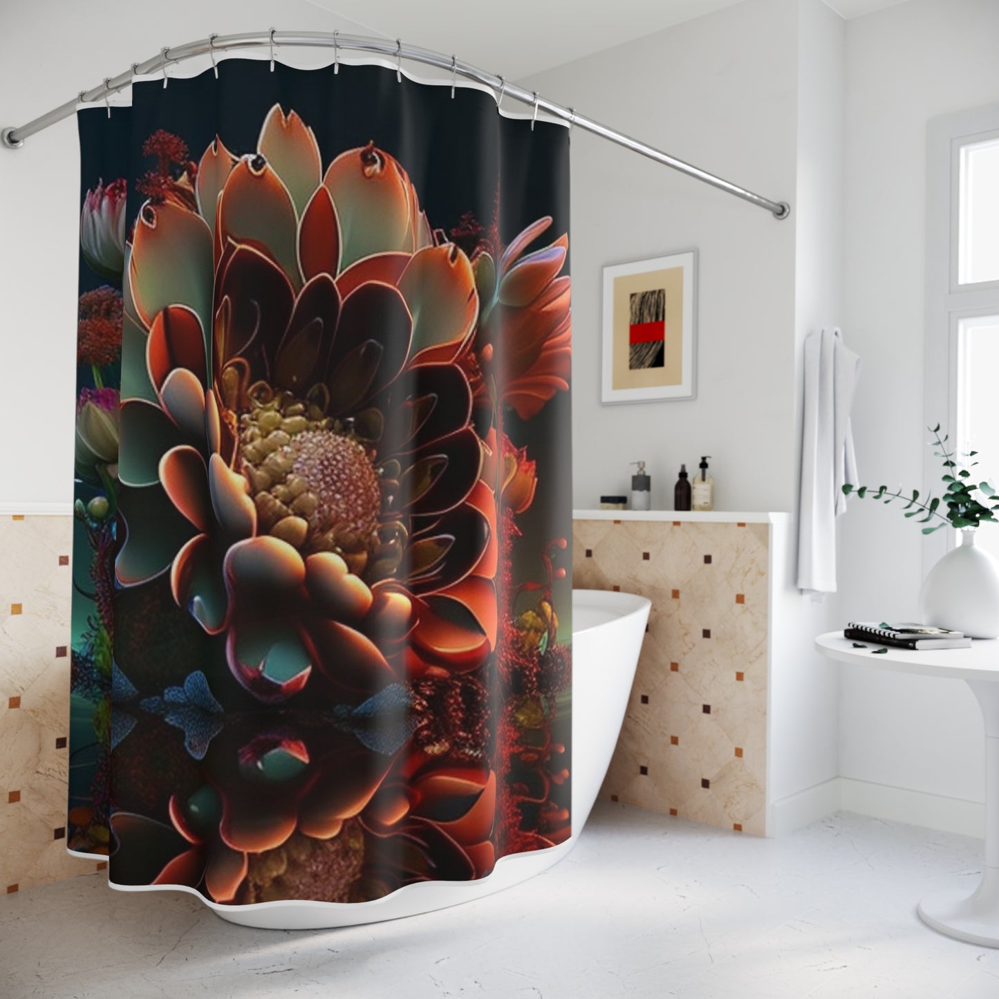 Polyester Shower Curtain Flower Arangment 4