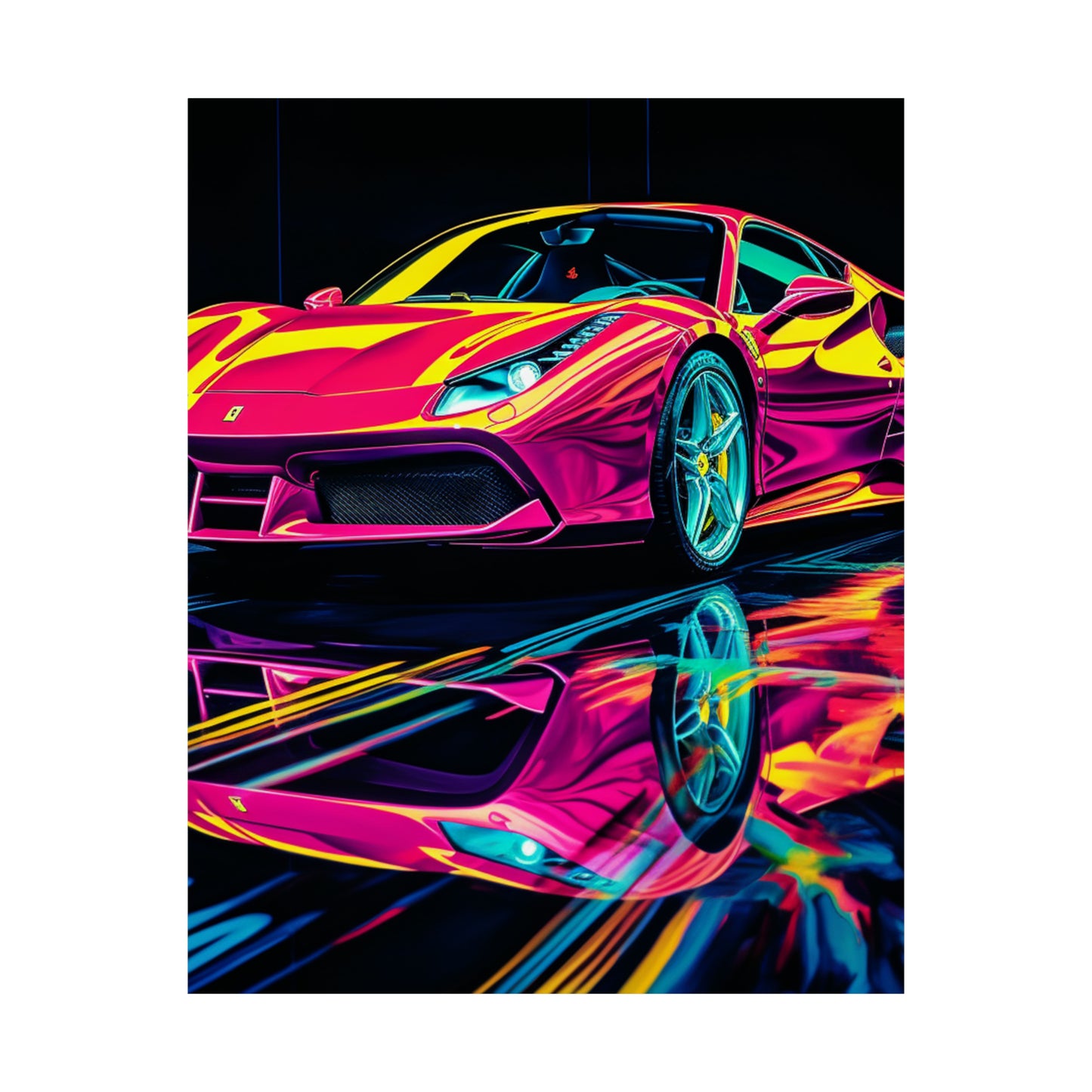 Premium Matte Vertical Posters Pink Ferrari Macro 1