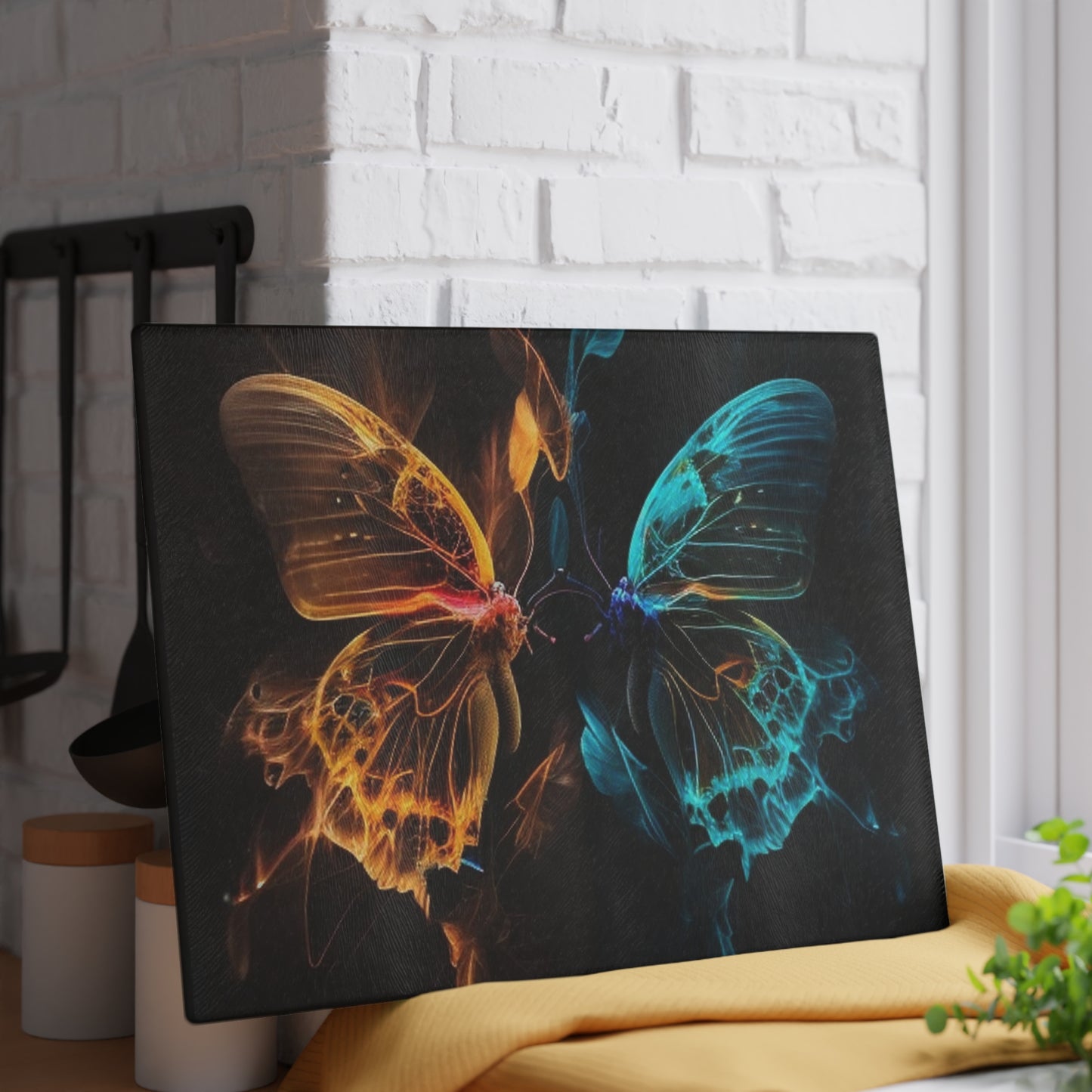 Glass Cutting Board Kiss Neon Butterfly 2