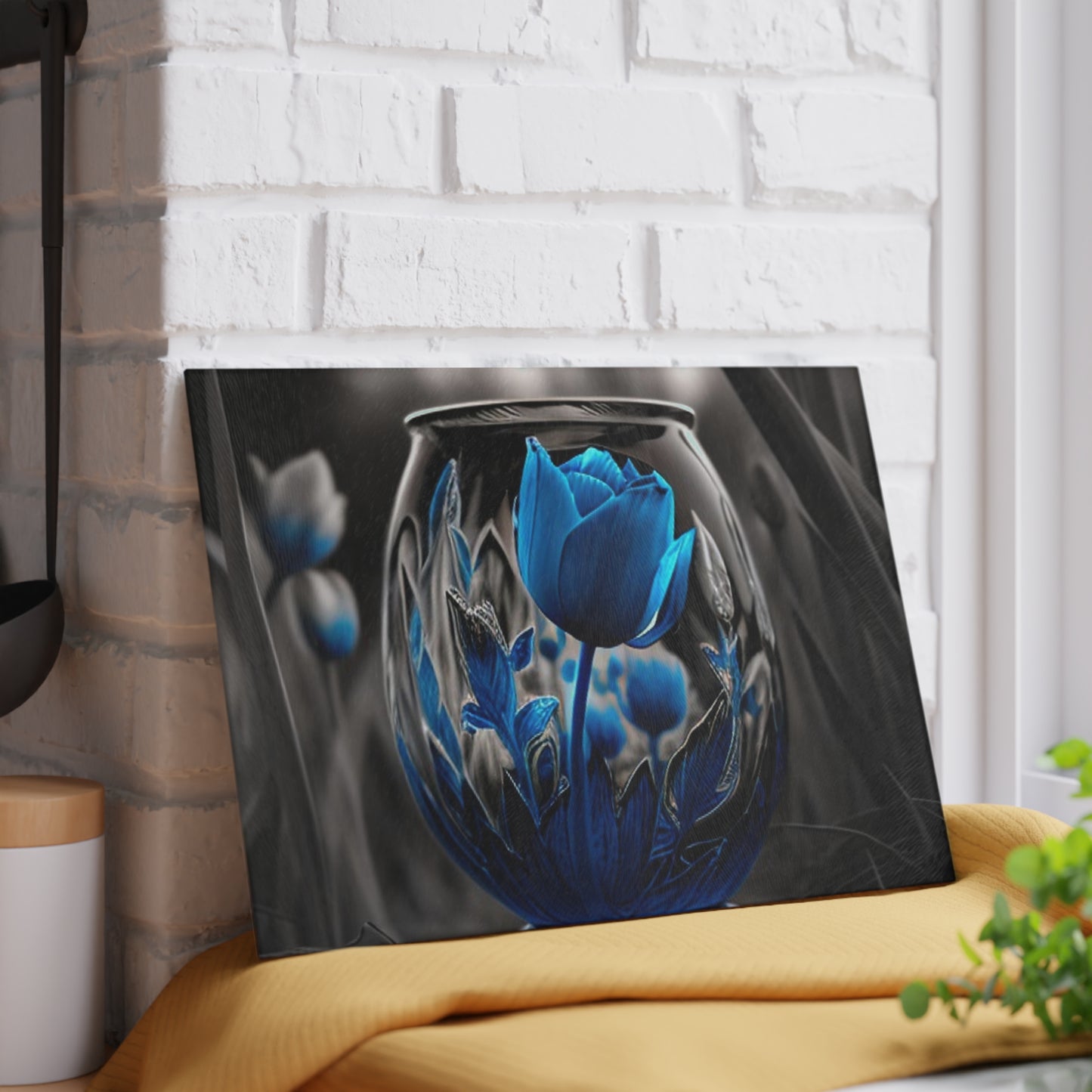 Glass Cutting Board Tulip Blue 2