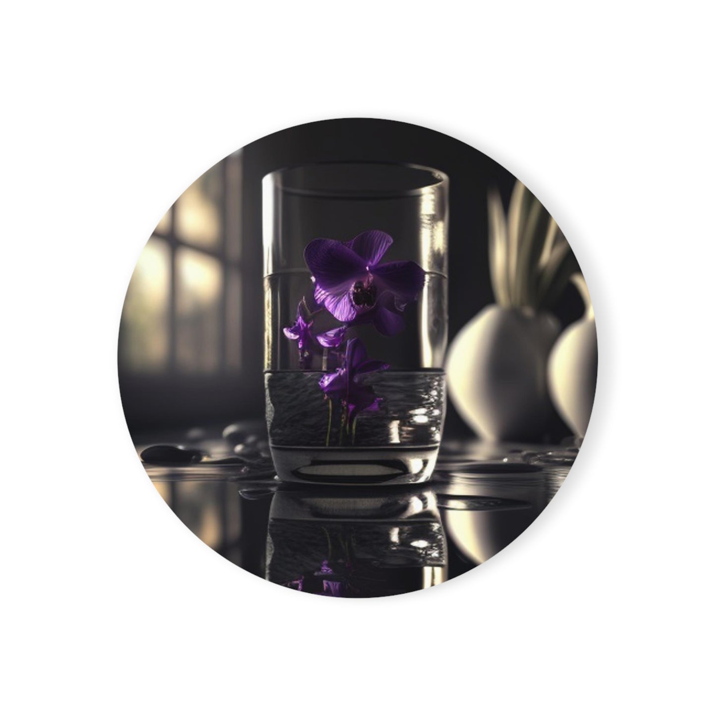 Cork Back Coaster Purple Orchid Glass vase 4