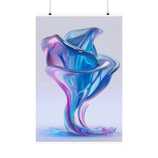 Premium Matte Vertical Posters Pink & Blue Tulip Rose 2