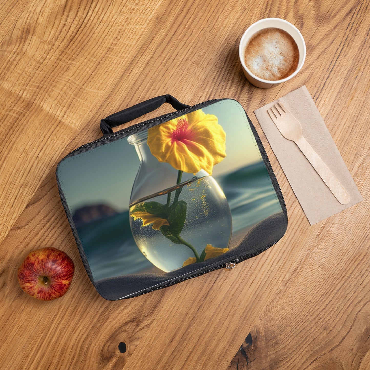 Lunch Bag Yellow Hibiscus glass 2