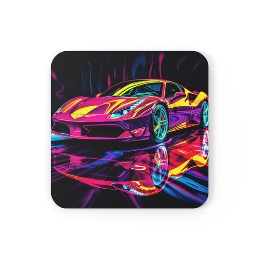 Corkwood Coaster Set Pink Ferrari Macro 2