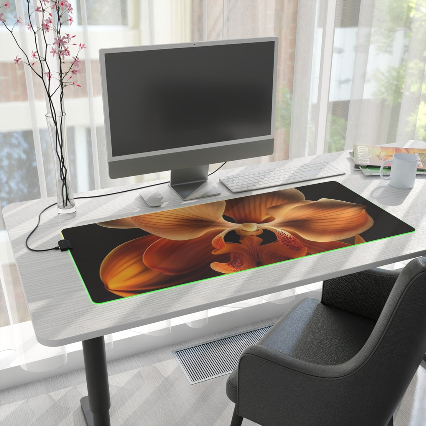 LED Gaming Mouse Pad Orange Orchid 2