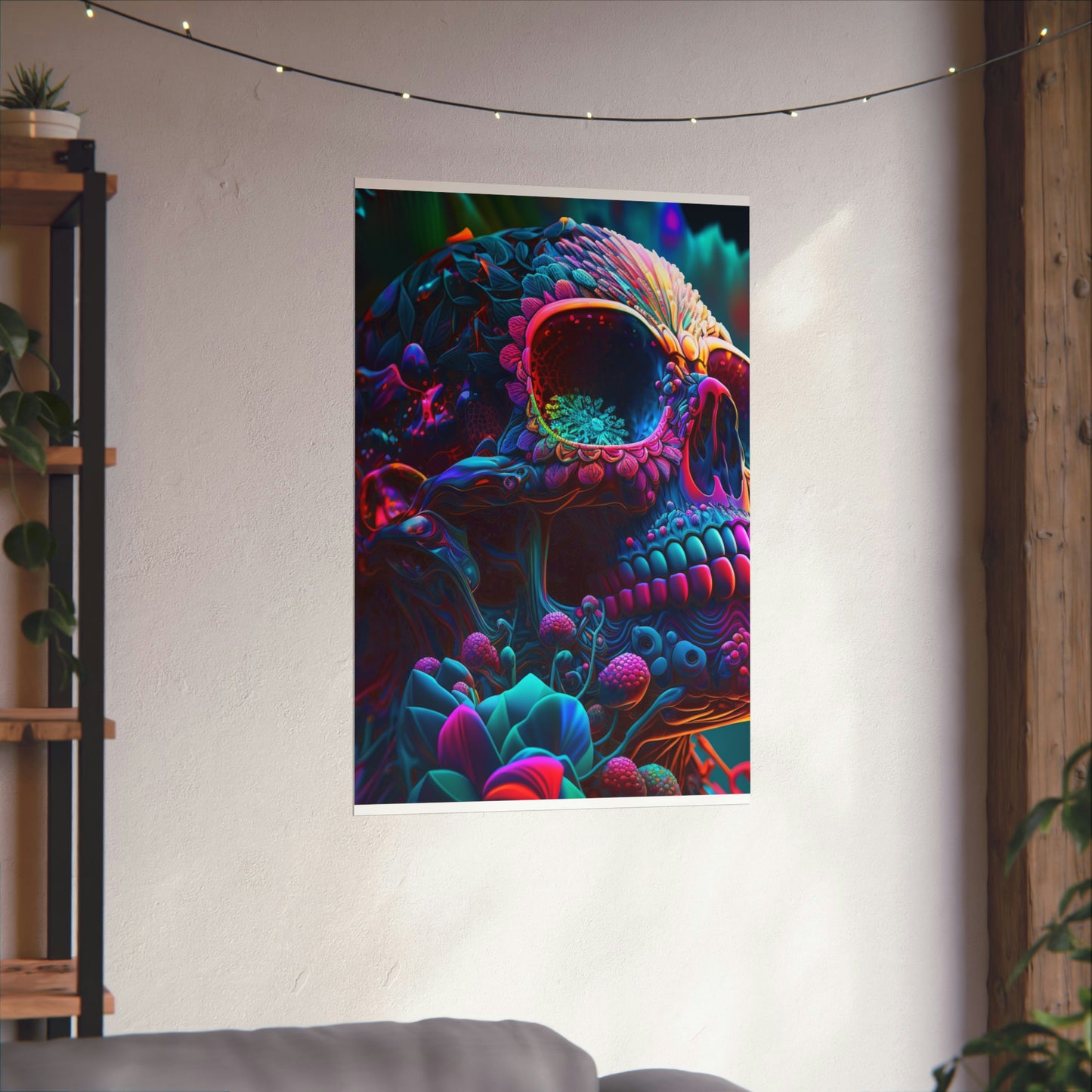 Premium Matte Vertical Posters Florescent Skull Death 3