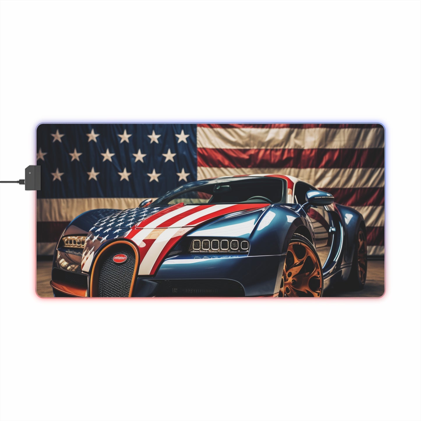 LED Gaming Mouse Pad Bugatti Flag American 4