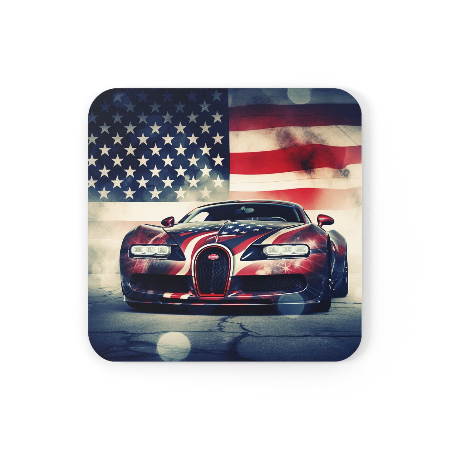 Cork Back Coaster Abstract American Flag Background Bugatti 1