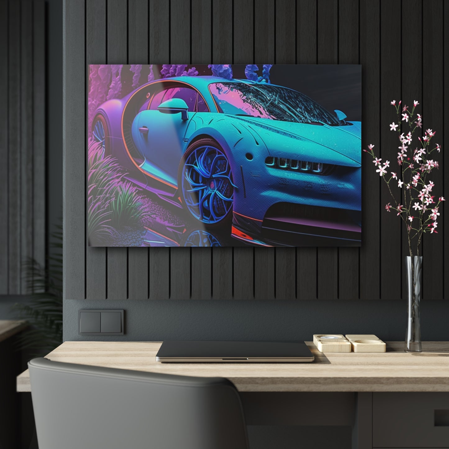 Acrylic Prints Bugatti Neon Chiron 2