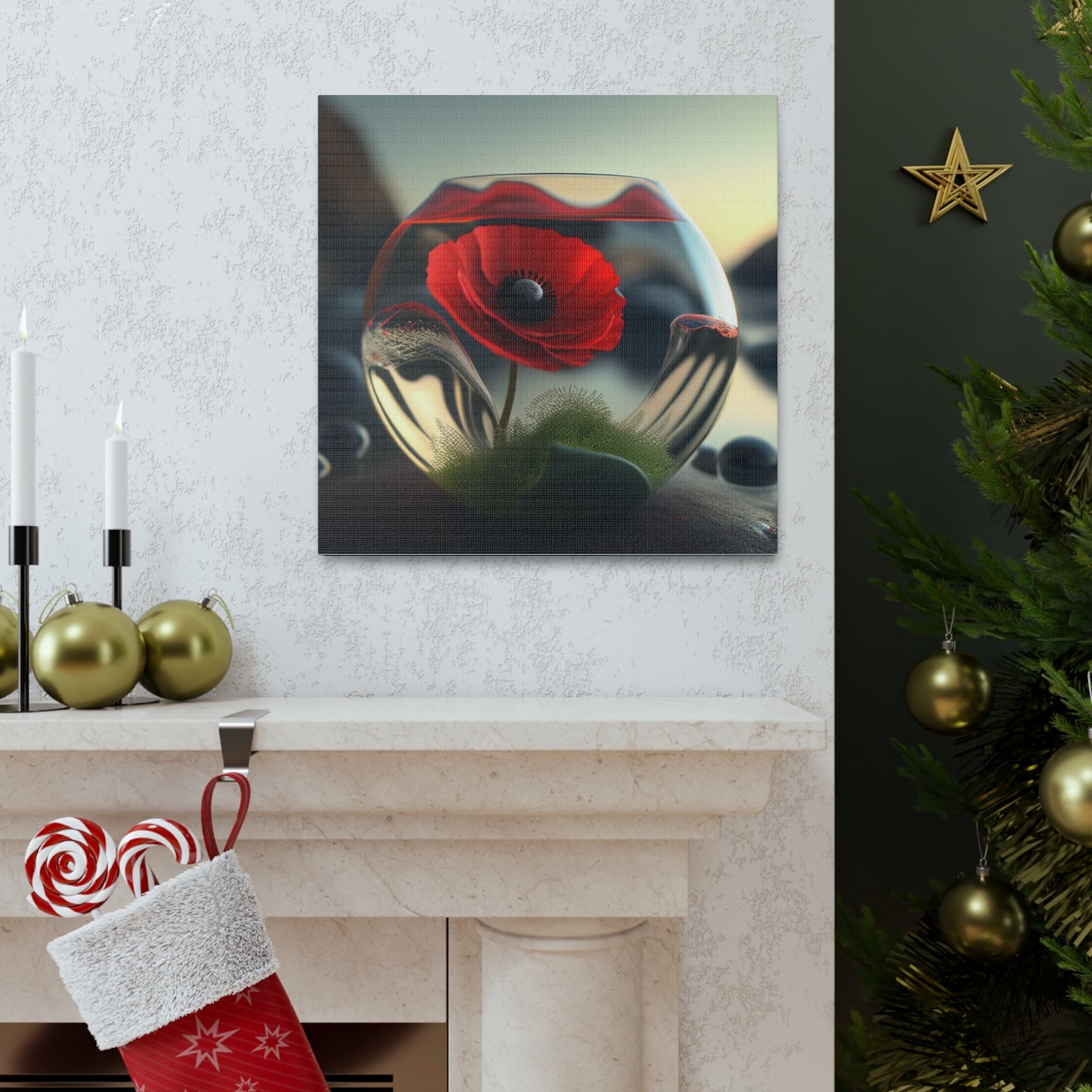 Canvas Gallery Wraps Red Anemone in a Vase 3