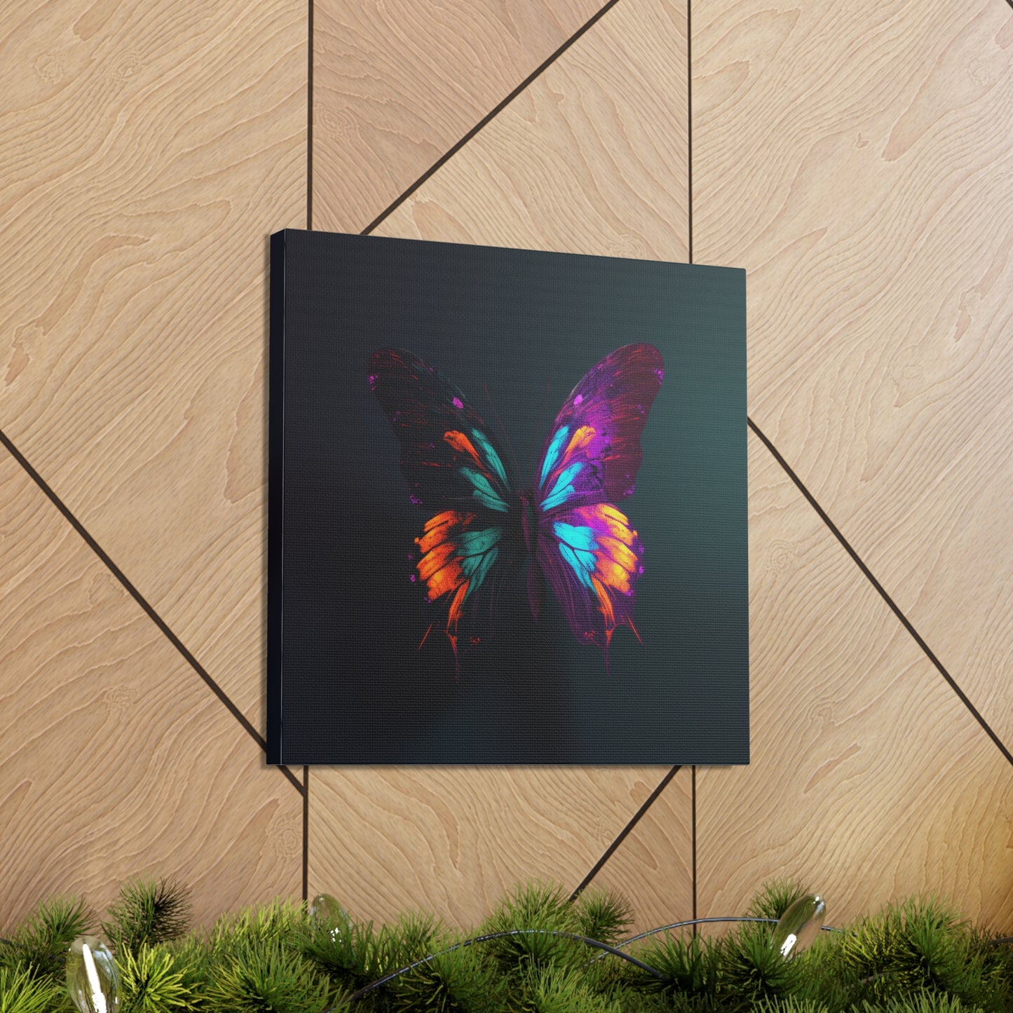 Canvas Gallery Wraps Hyper Colorful Butterfly Purple 2