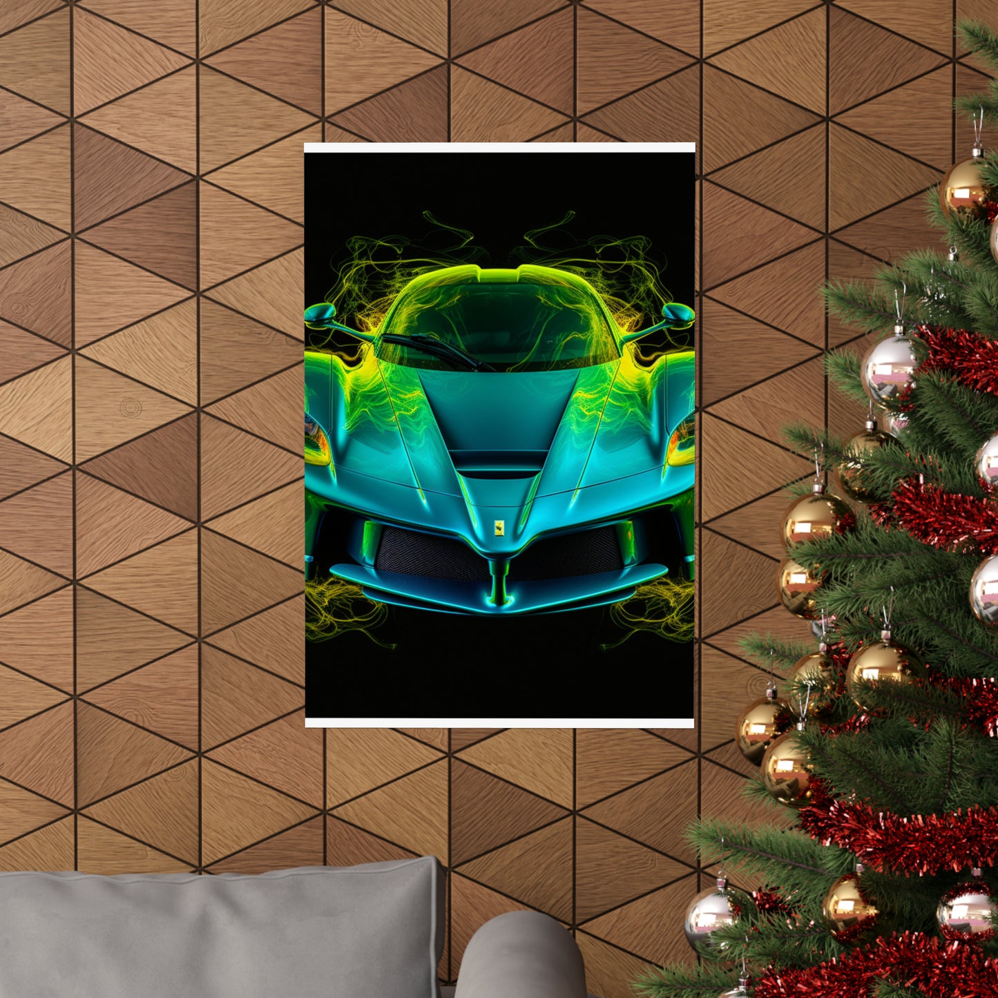 Premium Matte Vertical Posters Ferrari Neon 2