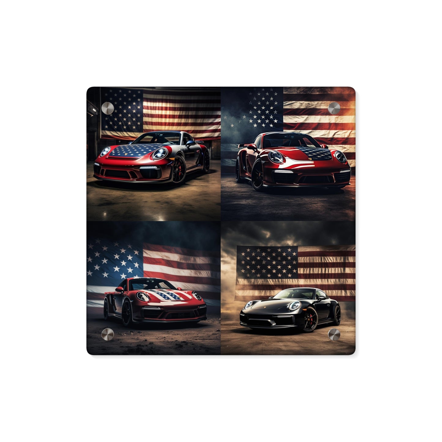 Acrylic Wall Art Panels American Flag Background Porsche 5
