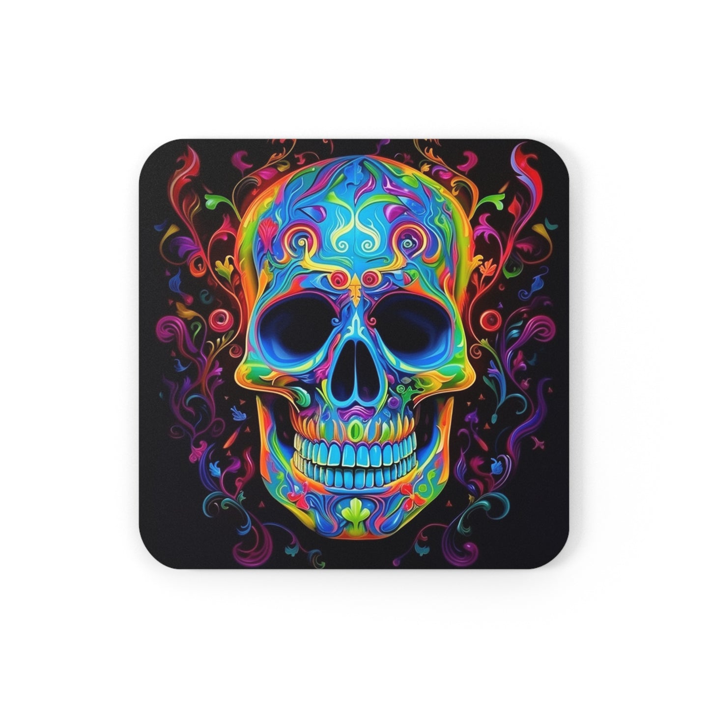 Corkwood Coaster Set Macro Skull Color 4
