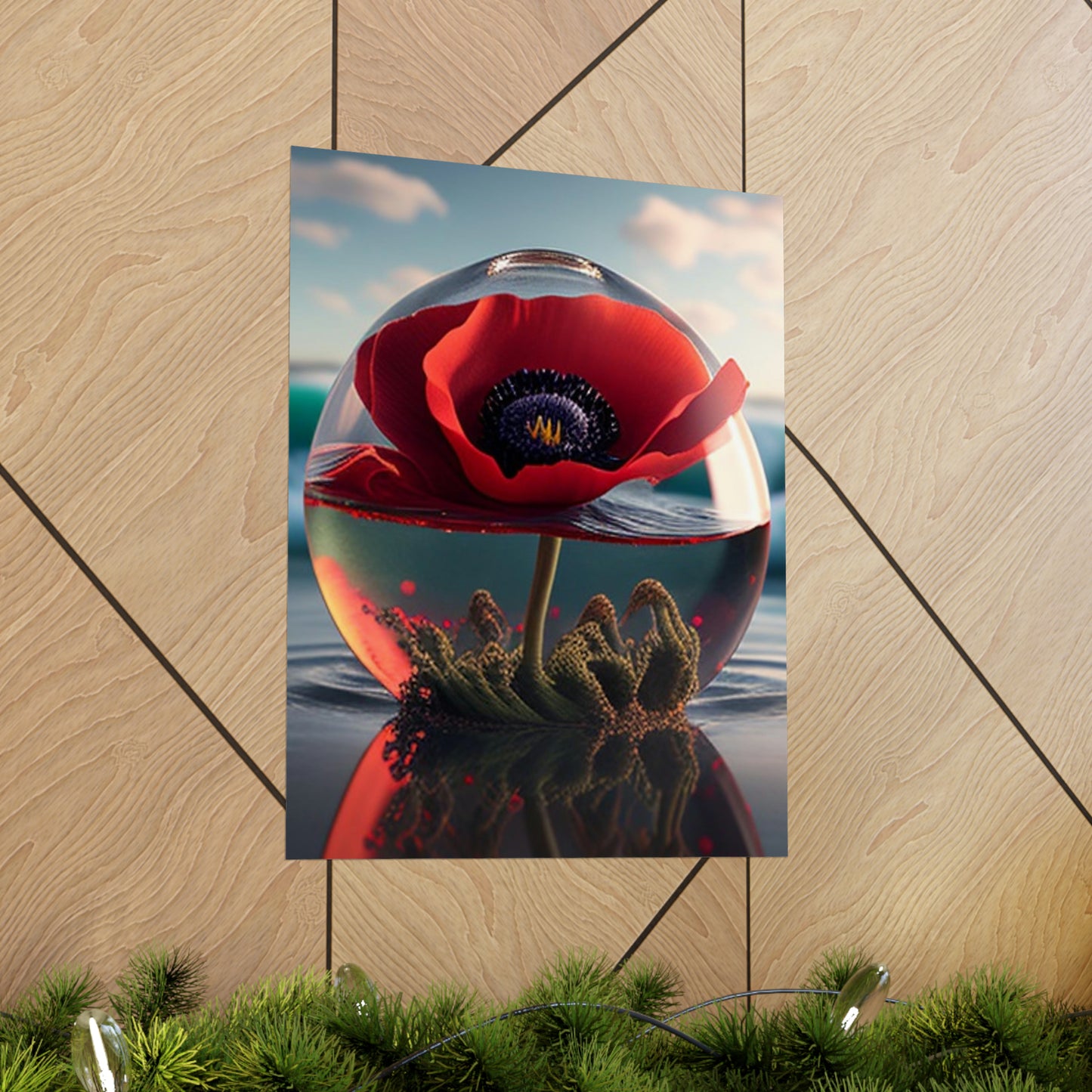 Premium Matte Vertical Posters Red Anemone in a Vase 4