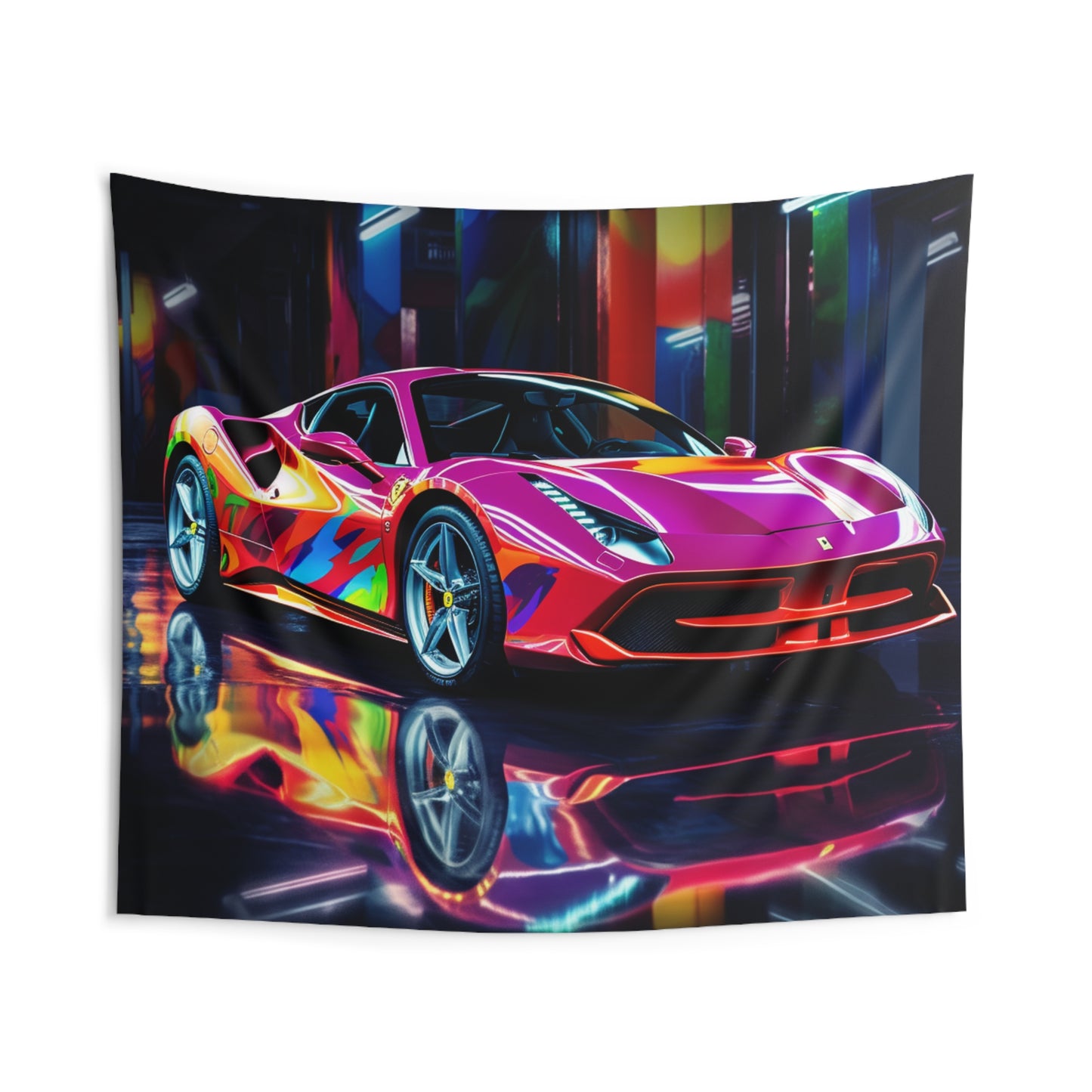 Indoor Wall Tapestries Pink Macro Ferrari 1