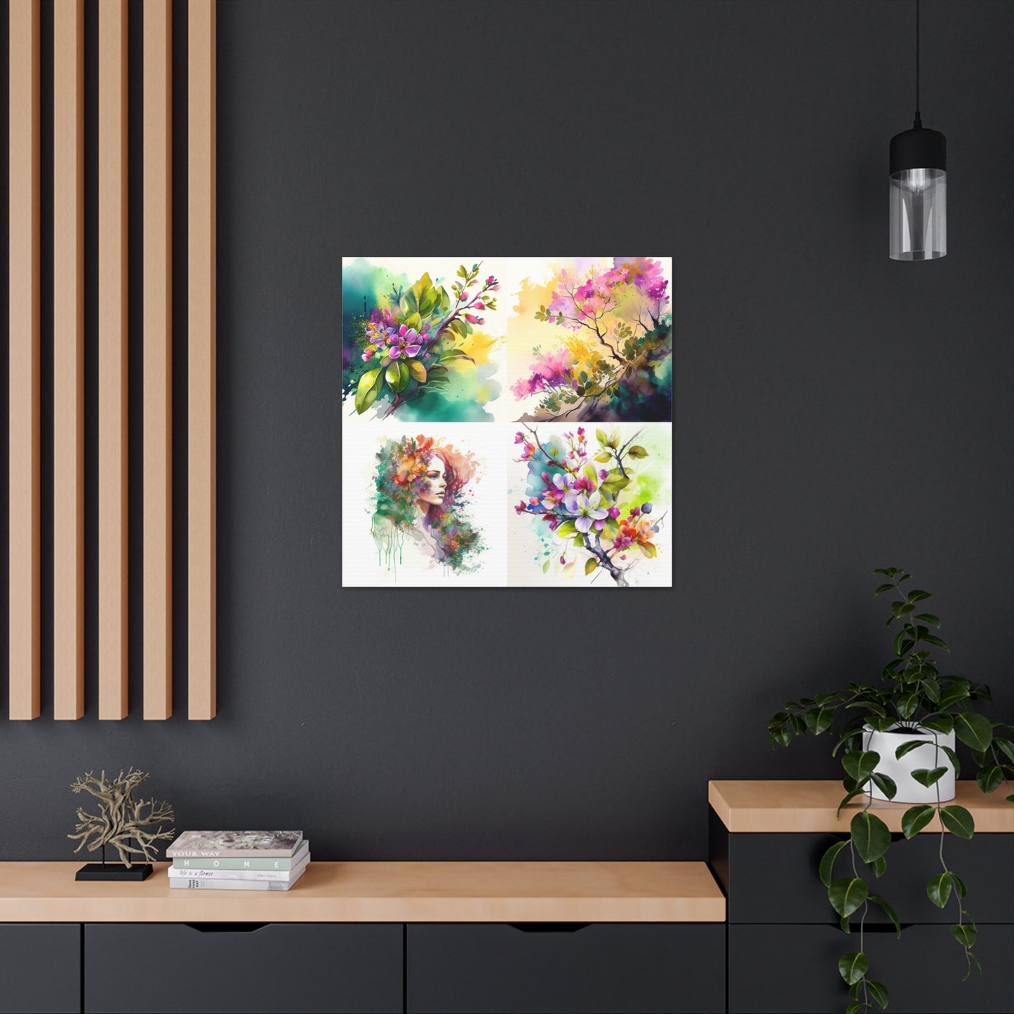 Canvas Gallery Wraps Mother Nature Bright Spring Colors Realistic Watercolor 5