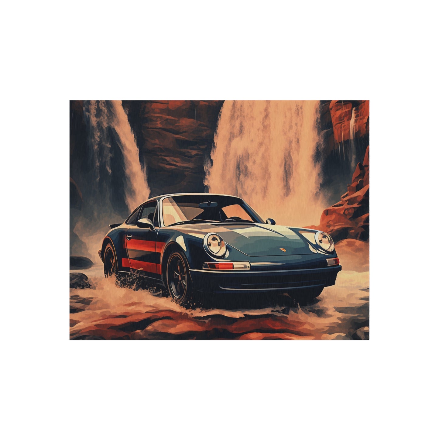 Outdoor Rug  American Flag Porsche Abstract 3