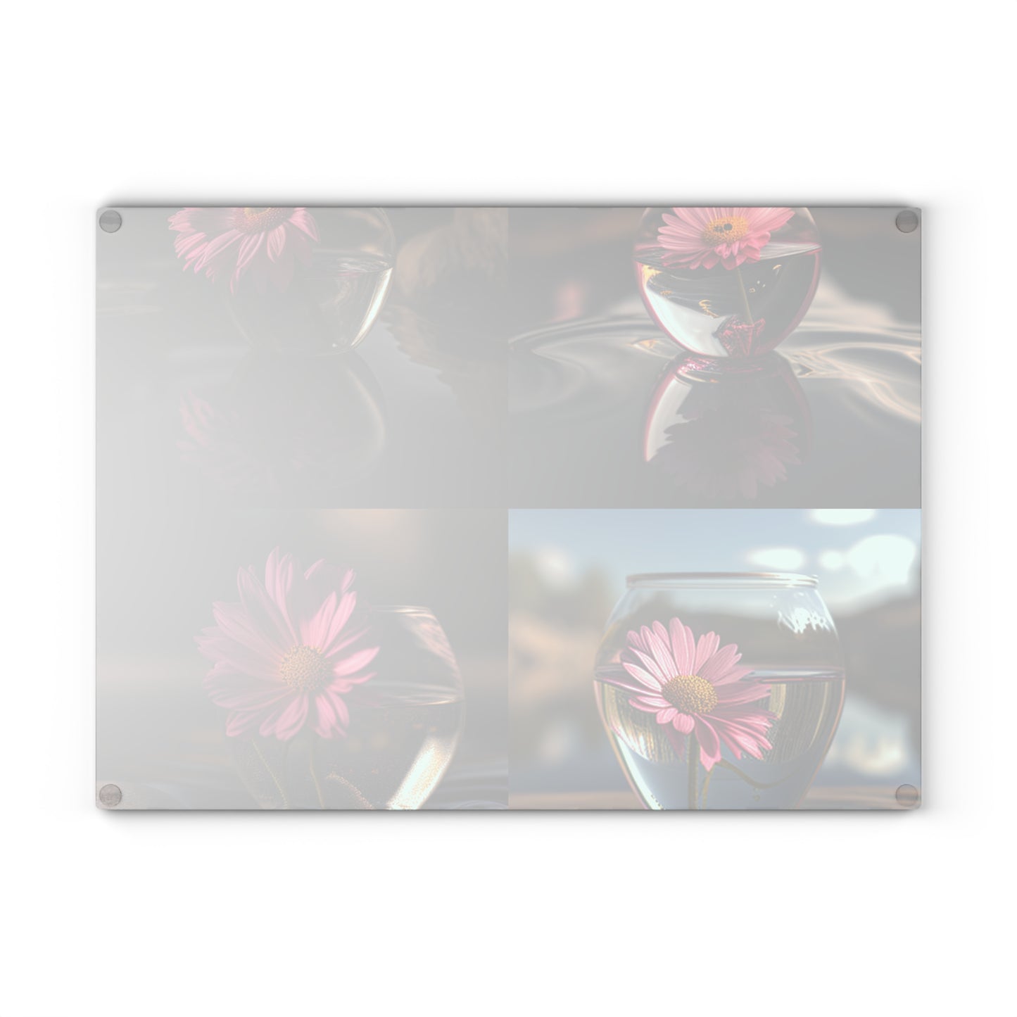 Glass Cutting Board Pink Daisy 5