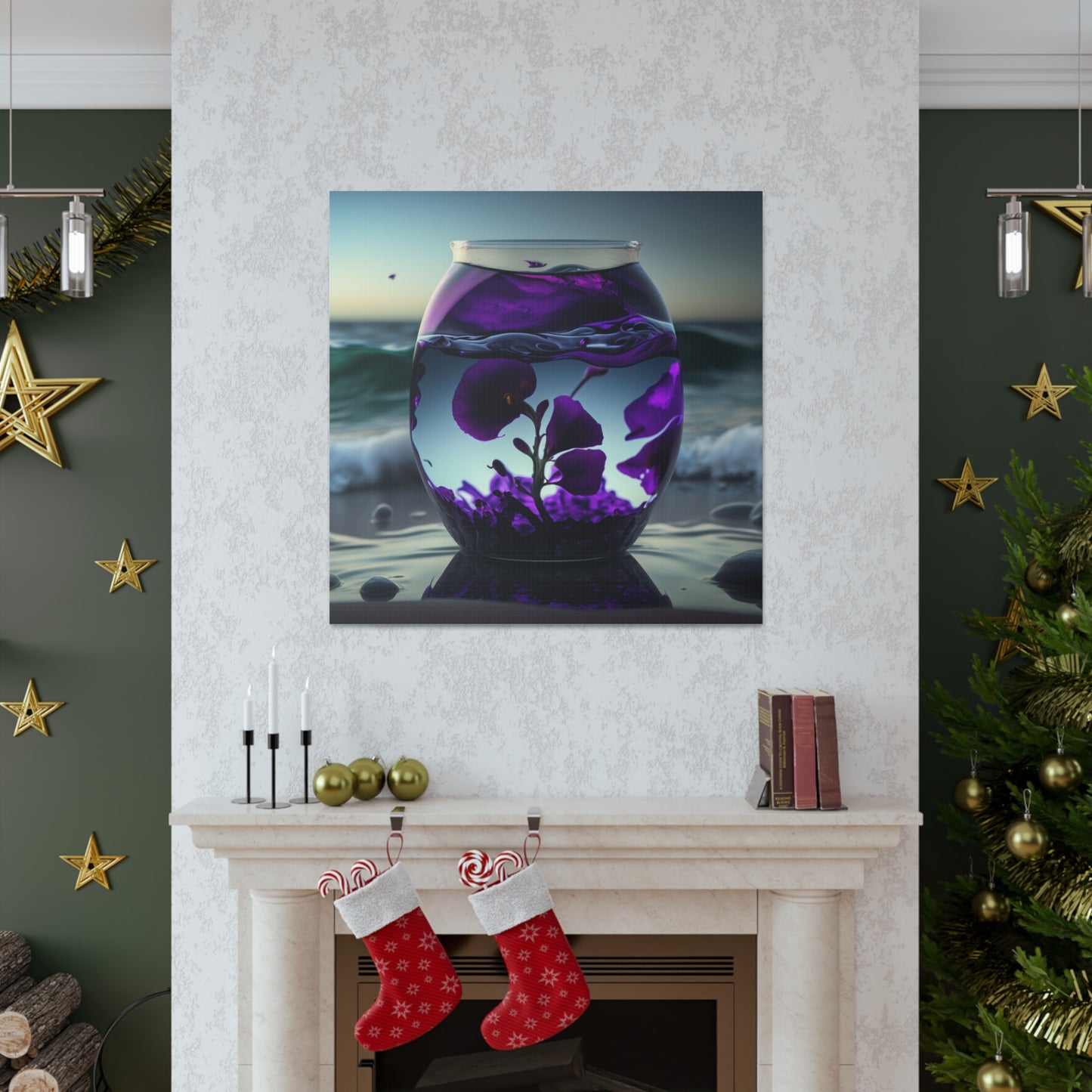 Canvas Gallery Wraps Purple Sweet pea in a vase 4