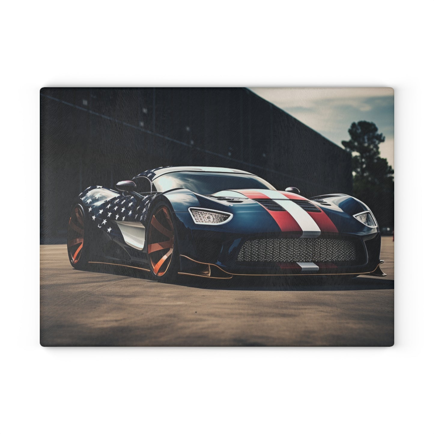 Glass Cutting Board Bugatti Flag American 2