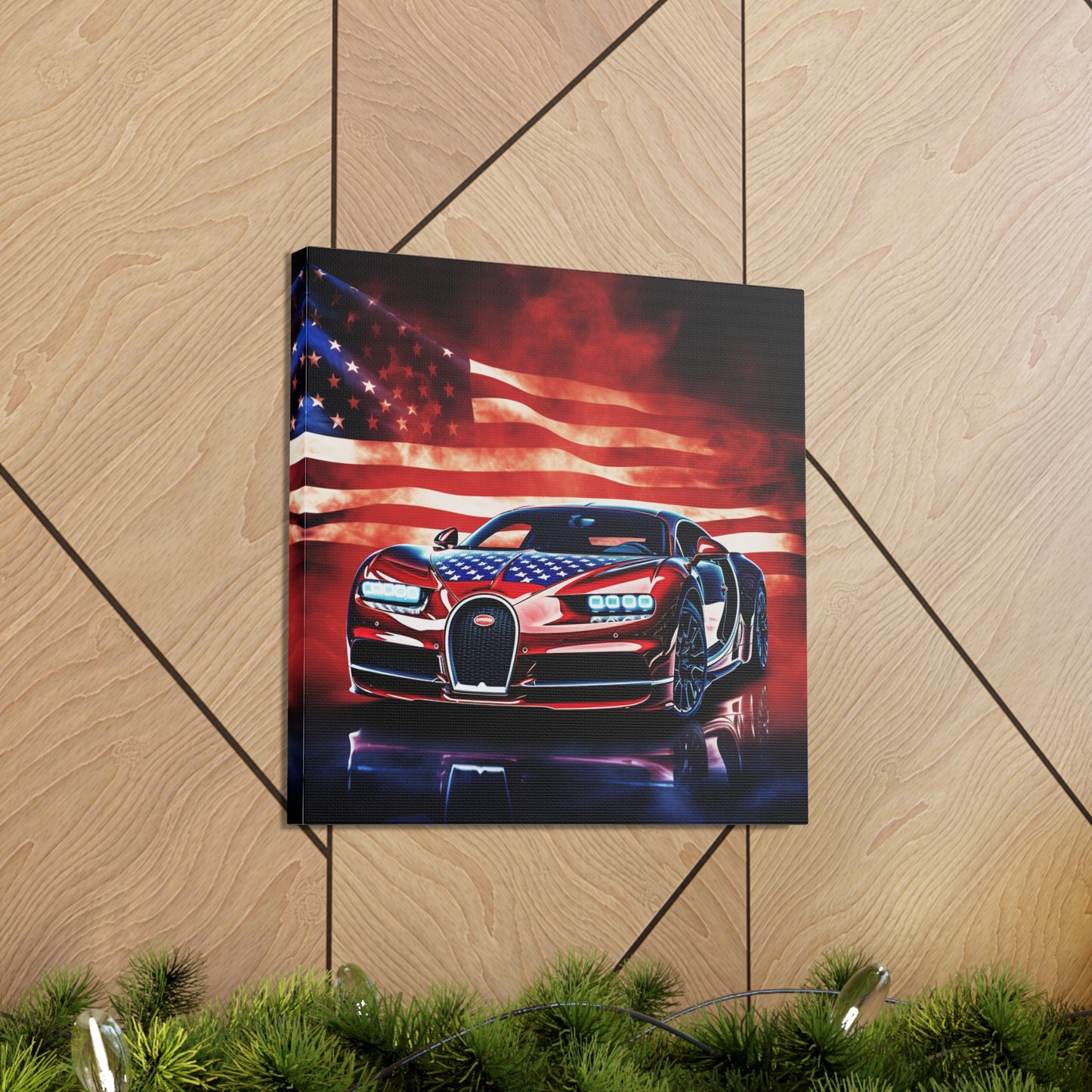 Canvas Gallery Wraps Abstract American Flag Background Bugatti 3