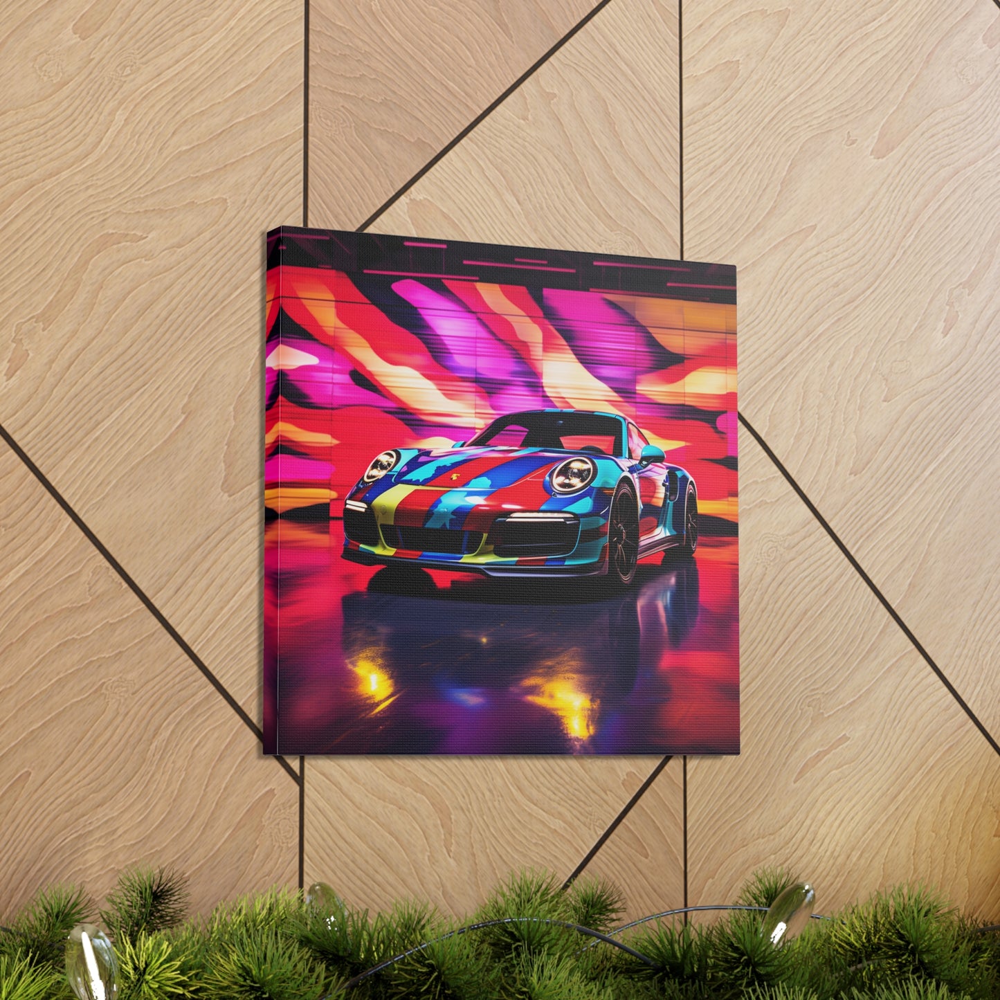 Canvas Gallery Wraps Macro American Flag Porsche 1