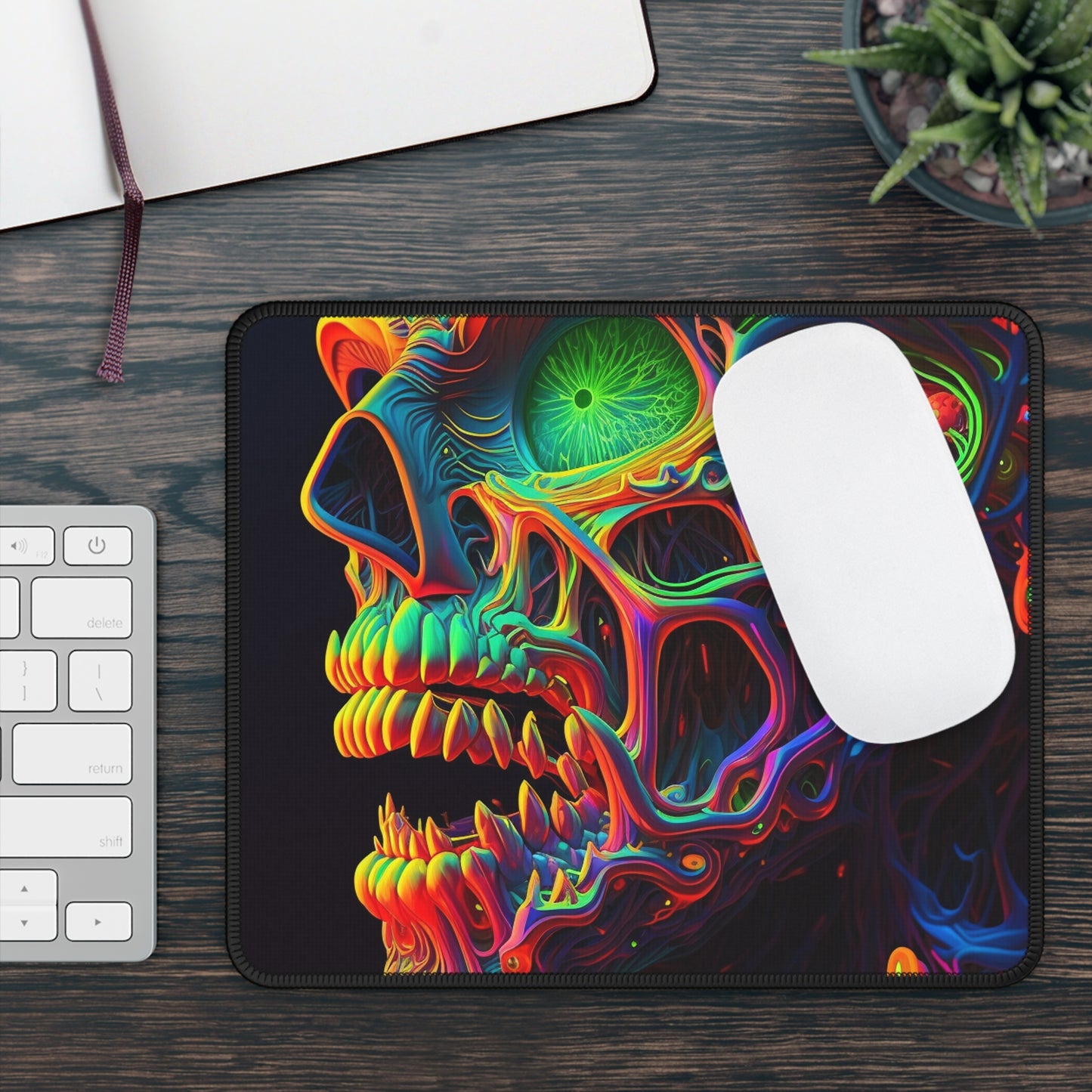 Gaming Mouse Pad  Florescent Skull Death 1