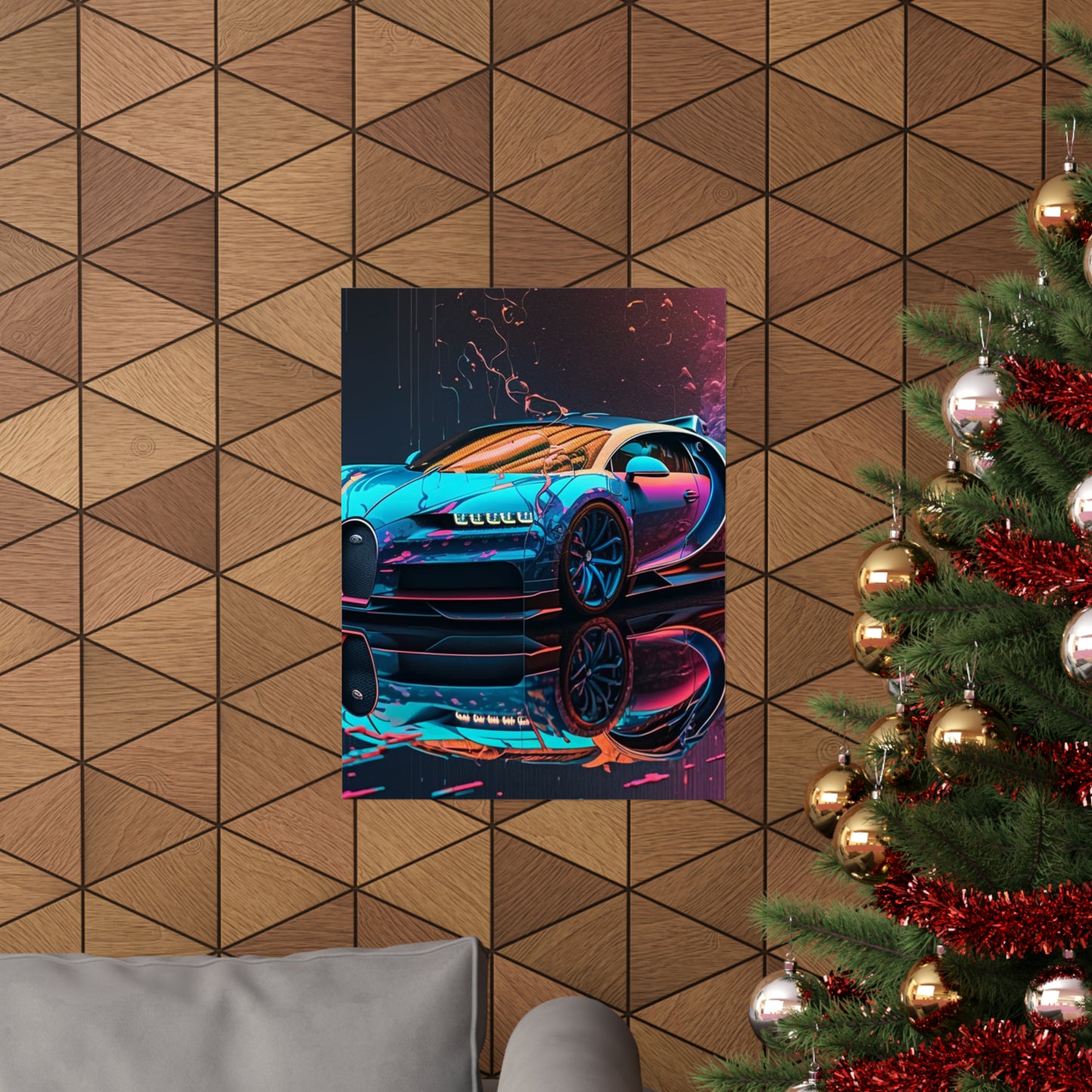 Premium Matte Vertical Posters Bugatti Neon Chiron 4