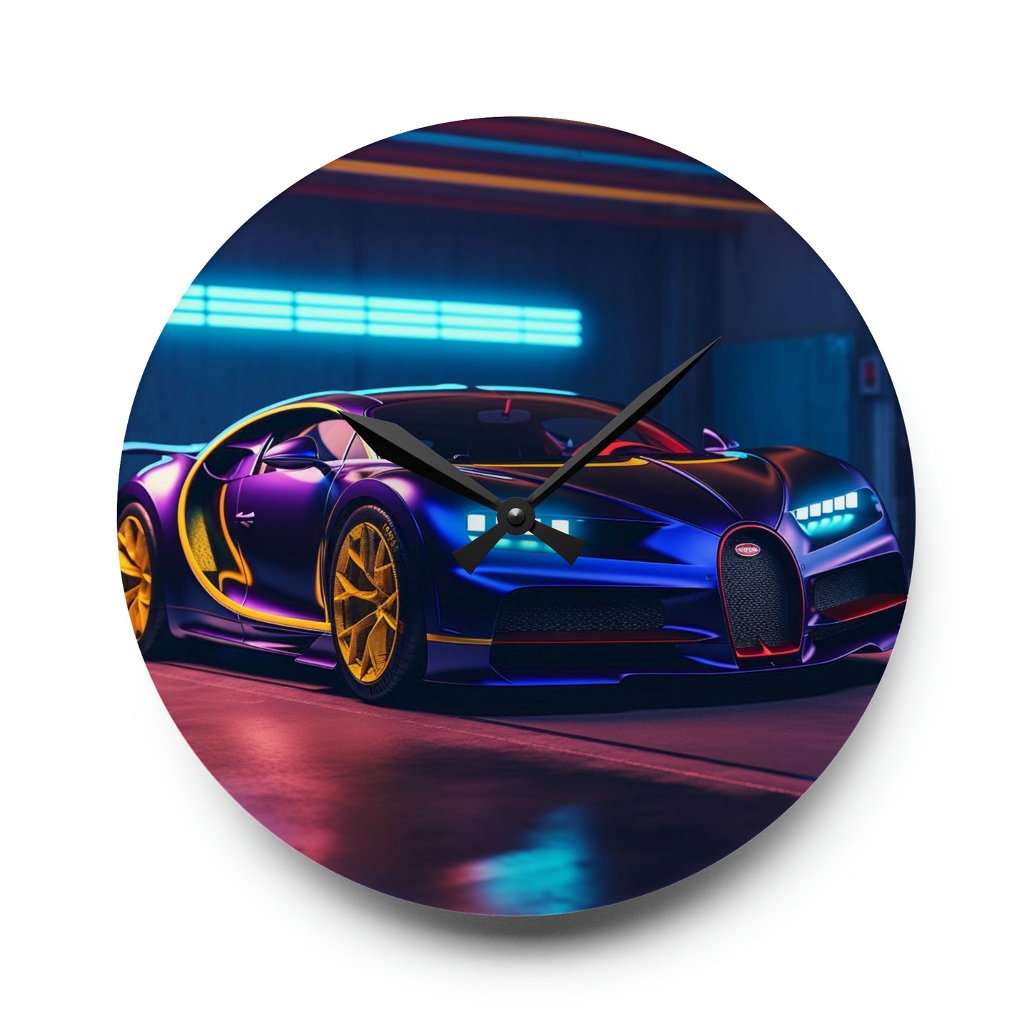 Acrylic Wall Clock Hyper Bugatti Neon Chiron 4