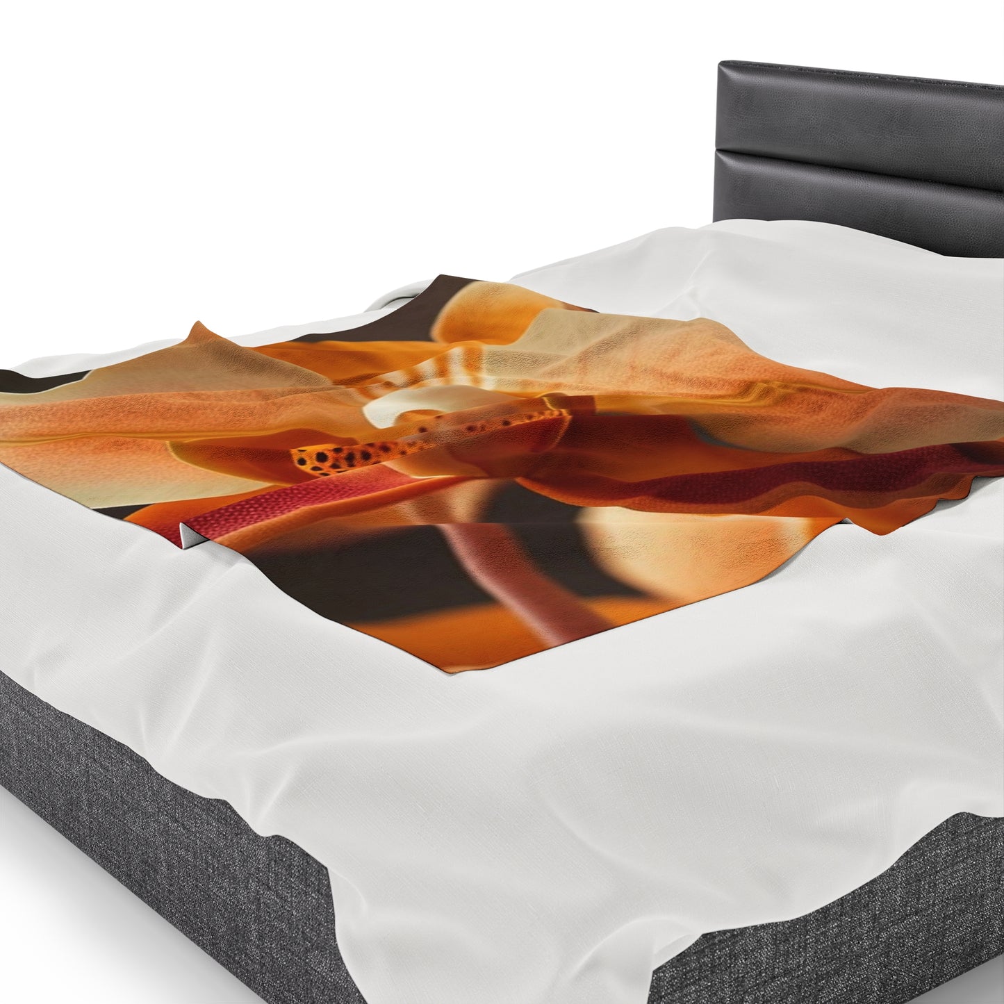 Velveteen Plush Blanket Orange Orchid 3