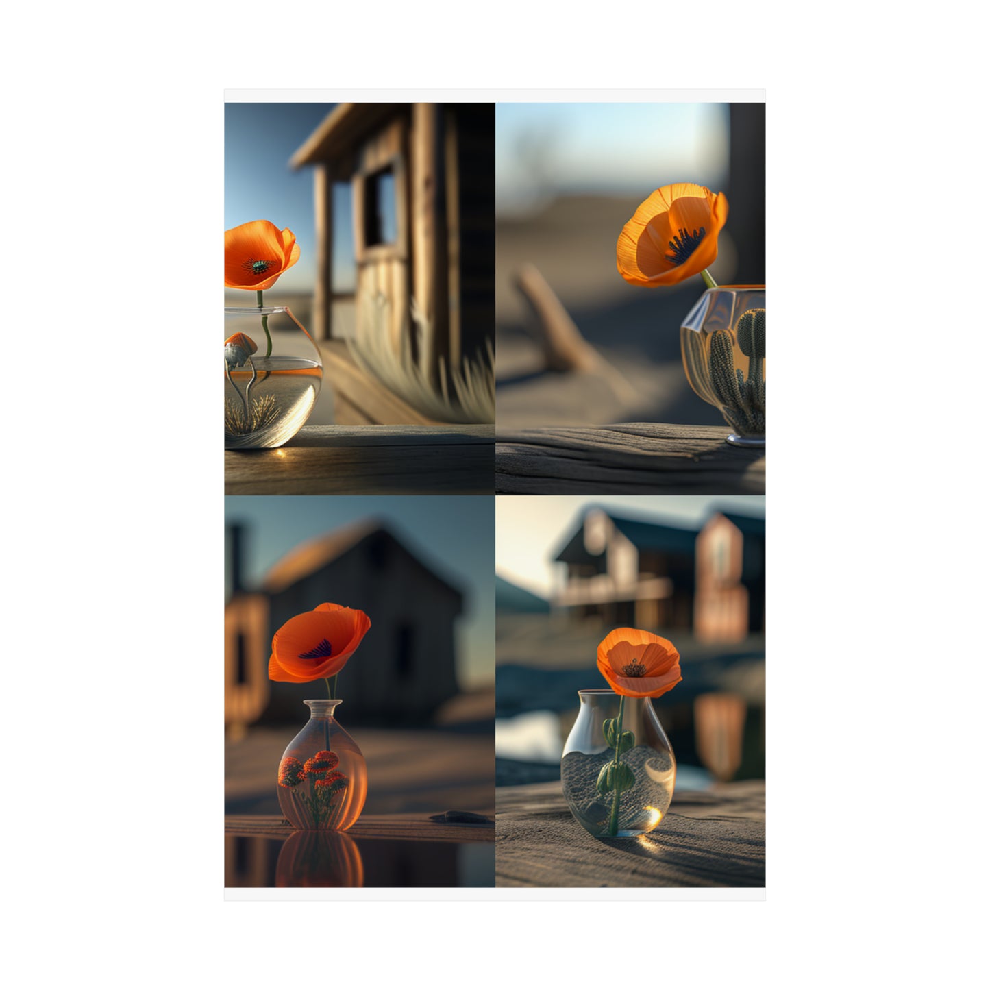 Premium Matte Vertical Posters Orange Poppy in a Vase 5