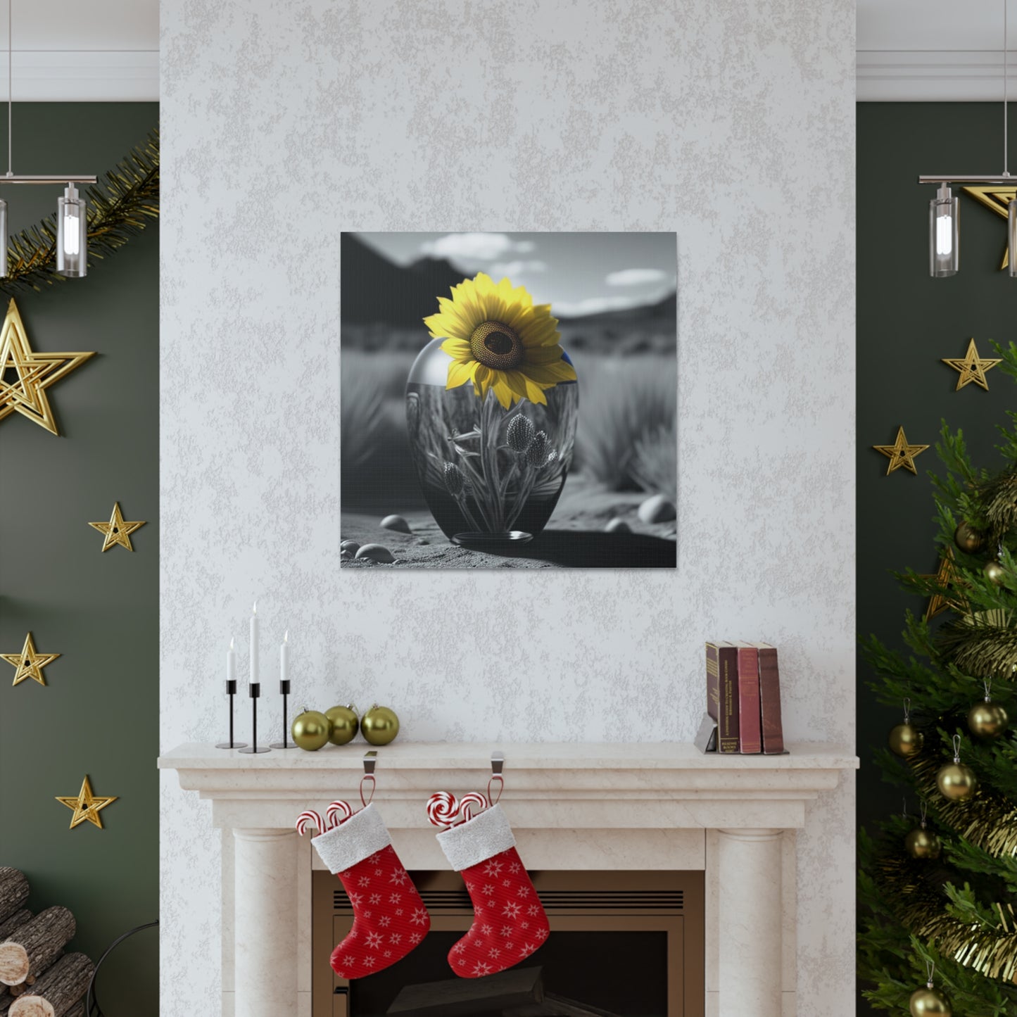 Canvas Gallery Wraps Yellw Sunflower in a vase 3