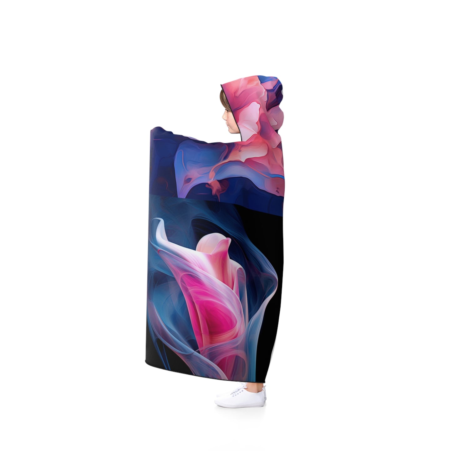 Hooded Blanket Pink & Blue Tulip Rose 5