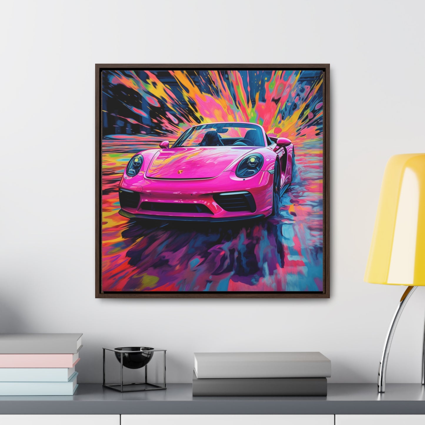 Gallery Canvas Wraps, Square Frame Pink Porsche water fusion 2