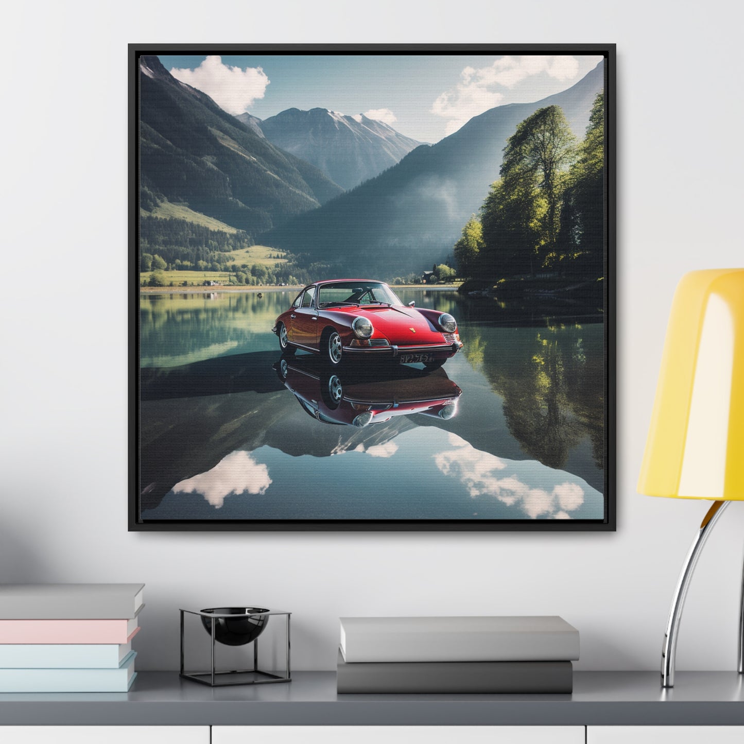 Gallery Canvas Wraps, Square Frame Porsche Lake 3