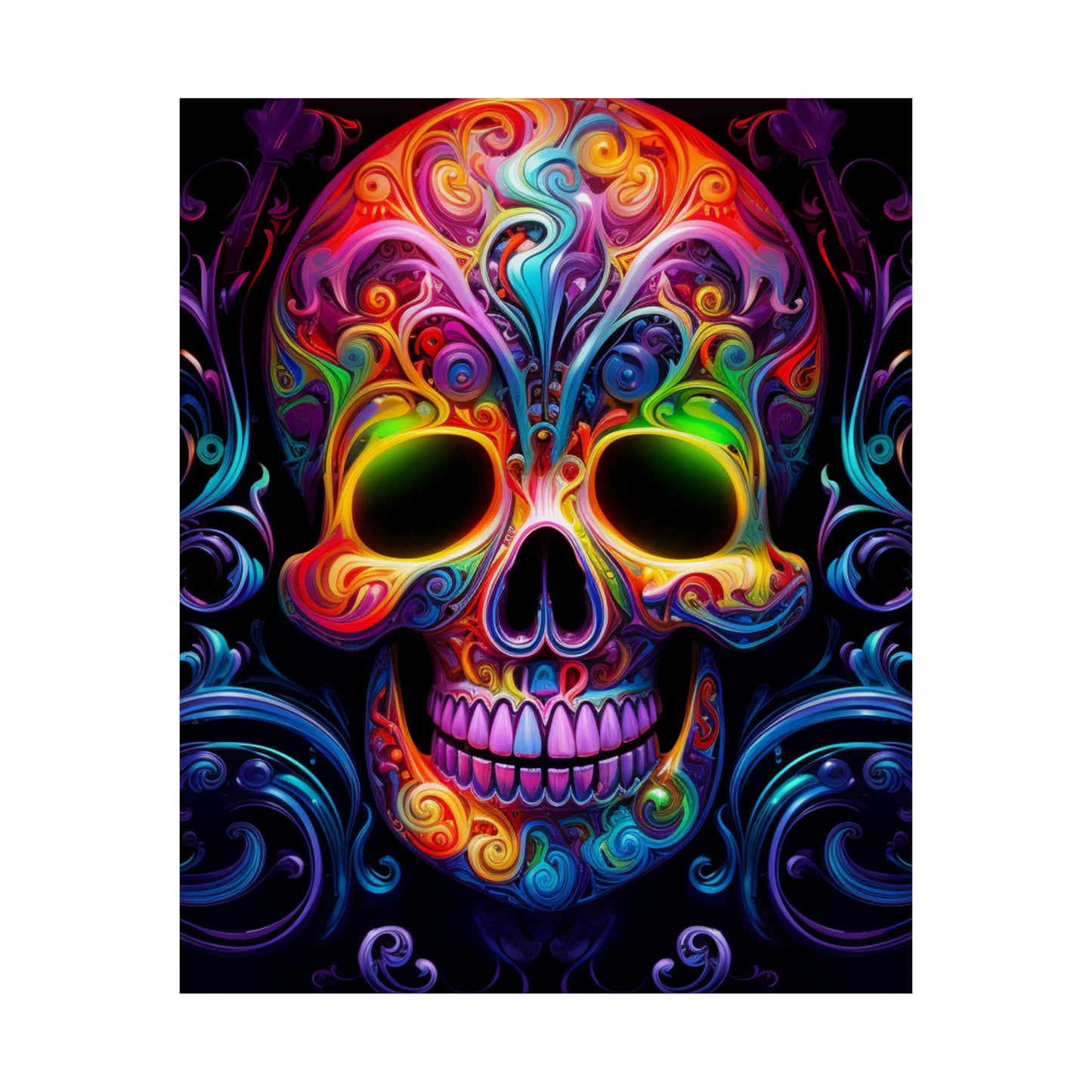 Premium Matte Vertical Posters Macro Skull Color 2