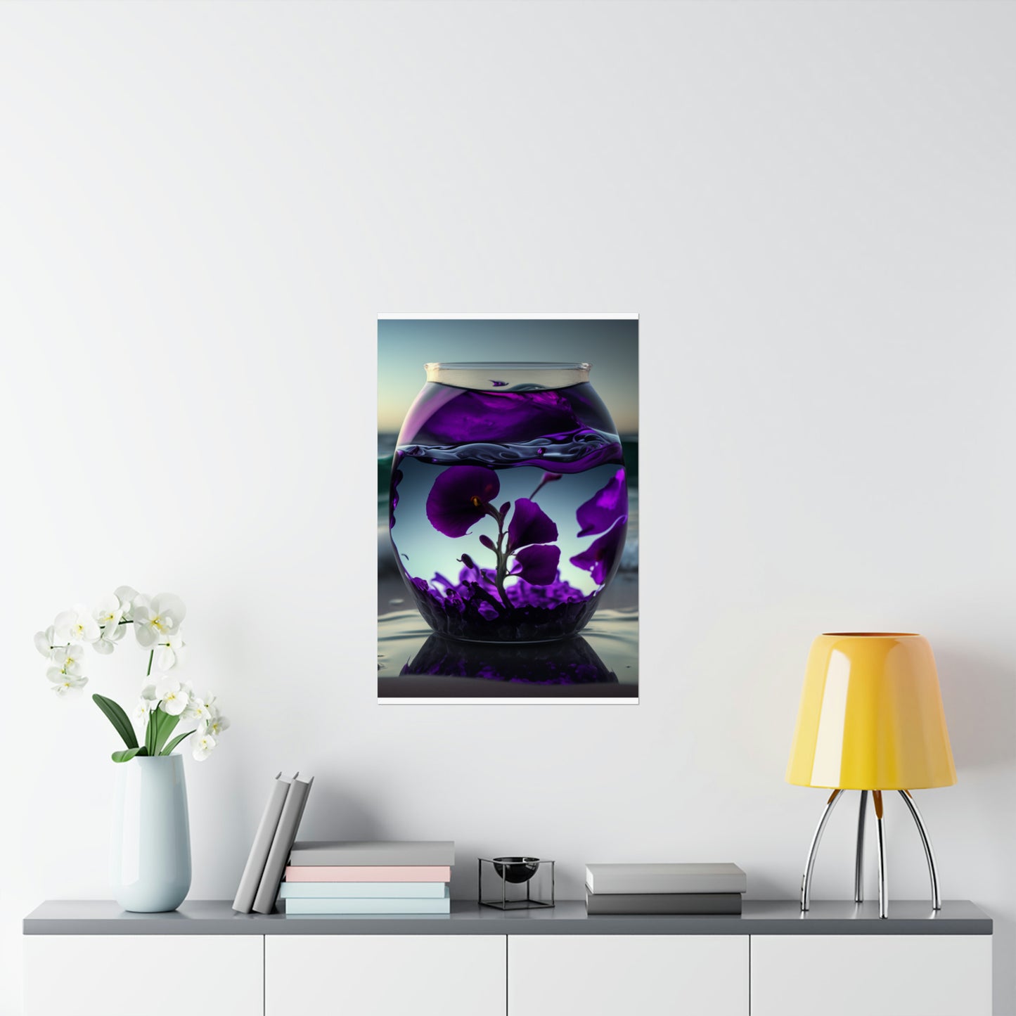 Premium Matte Vertical Posters Purple Sweet pea in a vase 4