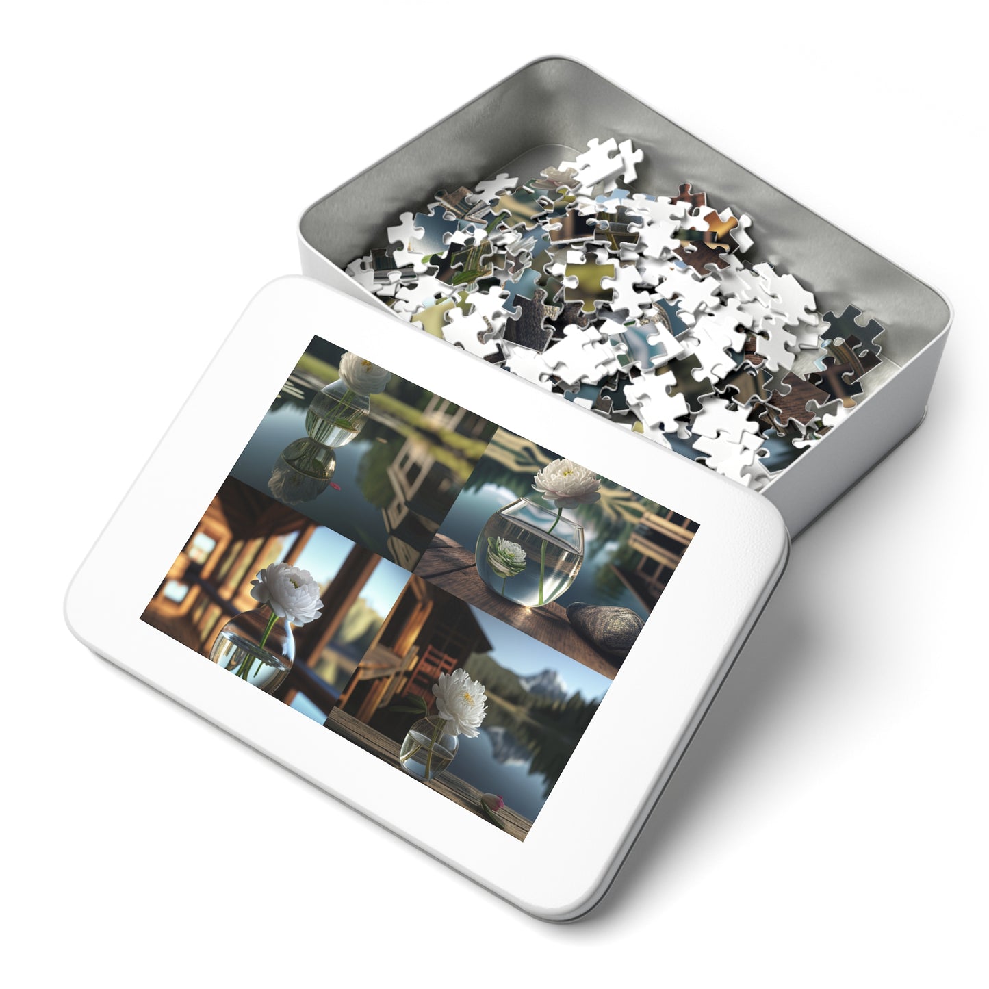 Jigsaw Puzzle (30, 110, 252, 500,1000-Piece) White Peony glass vase 5