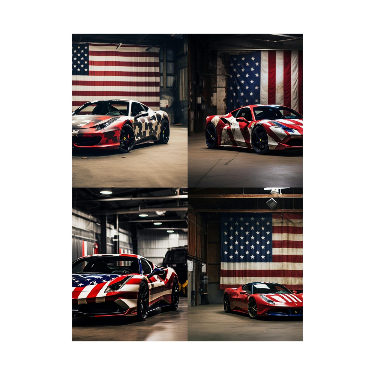 Premium Matte Vertical Posters American Flag Farrari 5