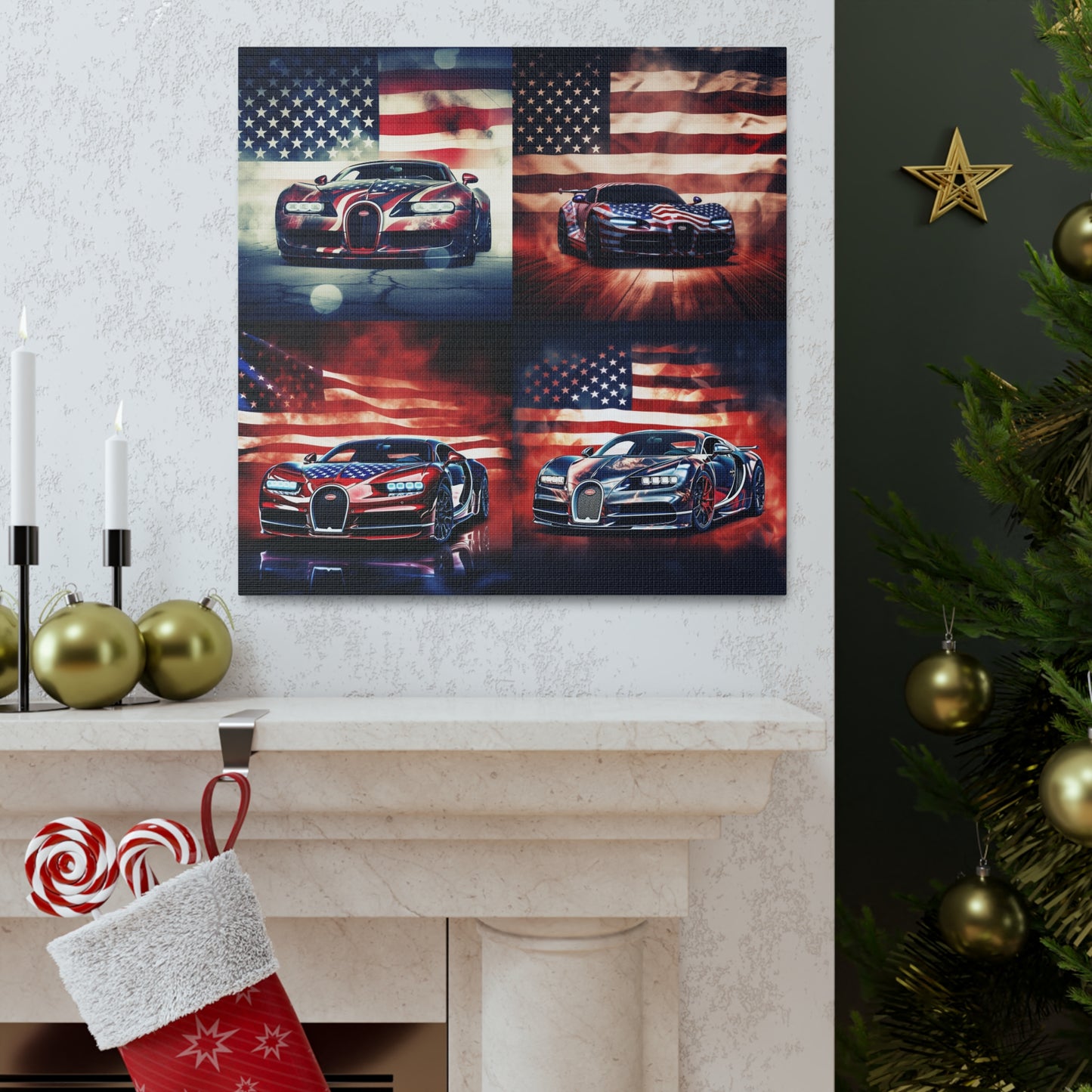 Canvas Gallery Wraps Abstract American Flag Background Bugatti 5